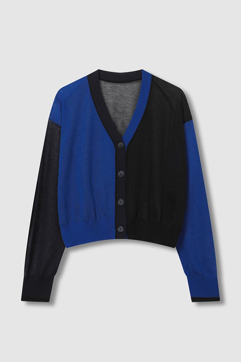 Color Mix Sheer Knit Cardigan Blue PT — vue 1