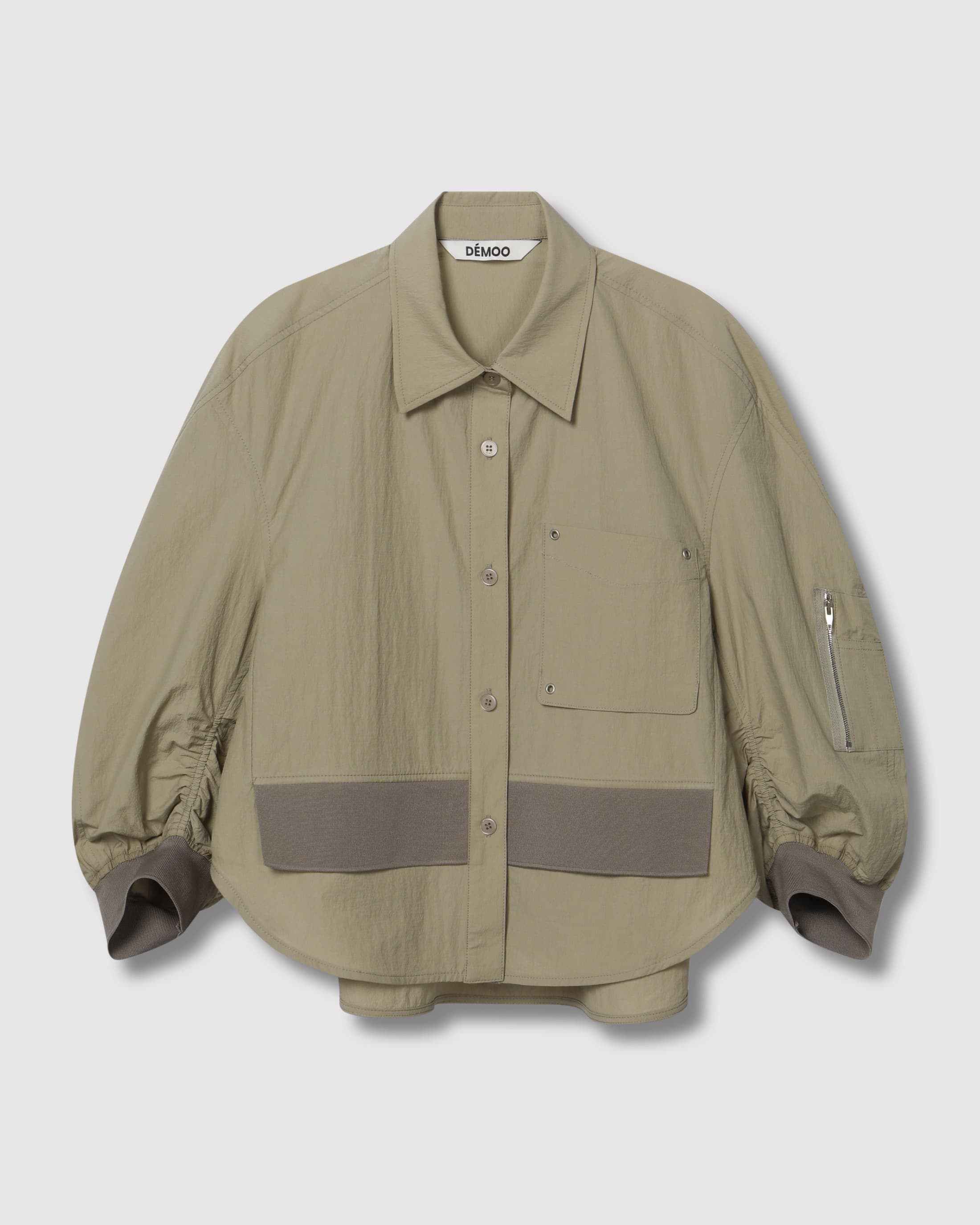 Back Shirring Collar Jacket Khaki Beige — vue 2