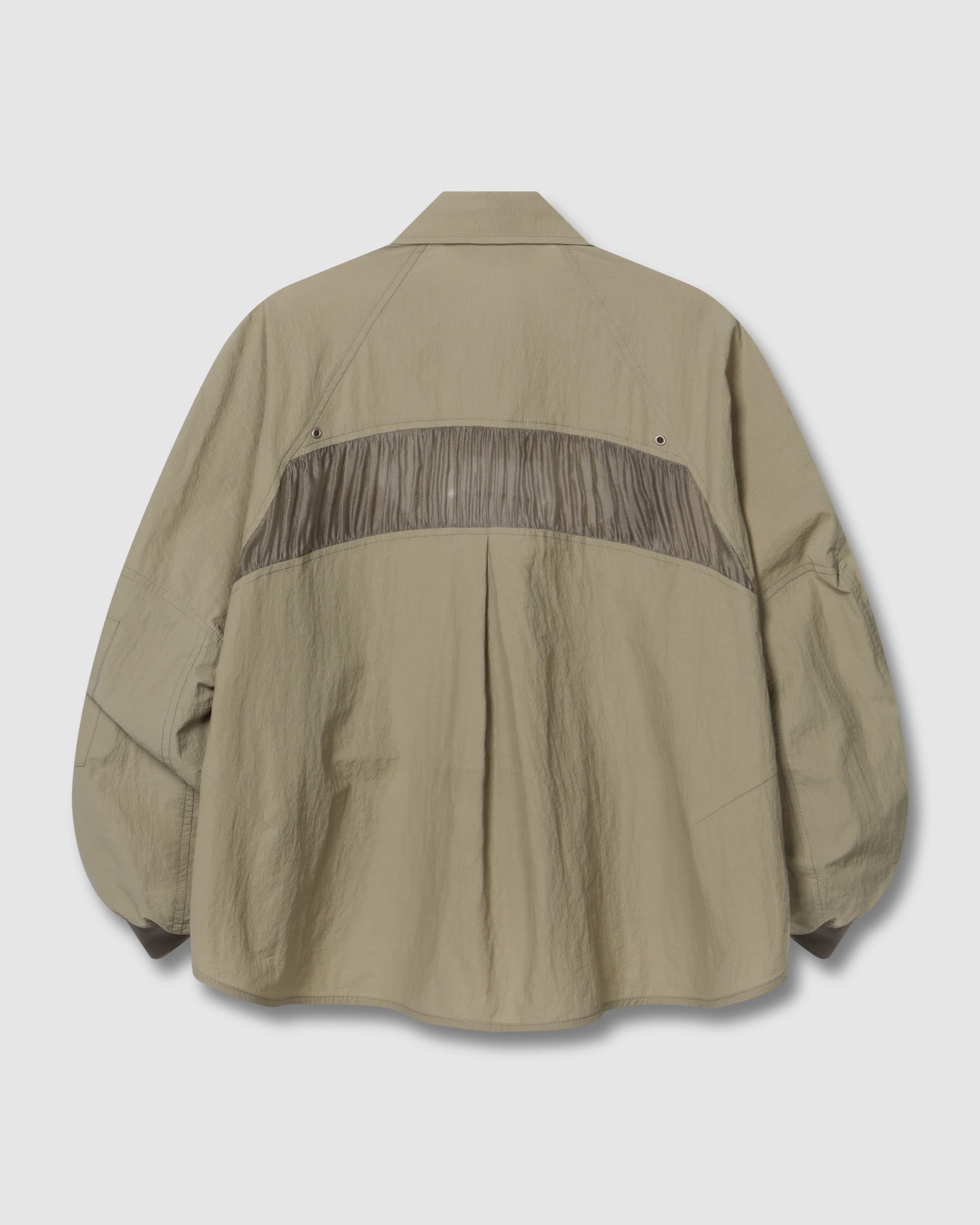 Back Shirring Collar Jacket Khaki Beige — vue 3