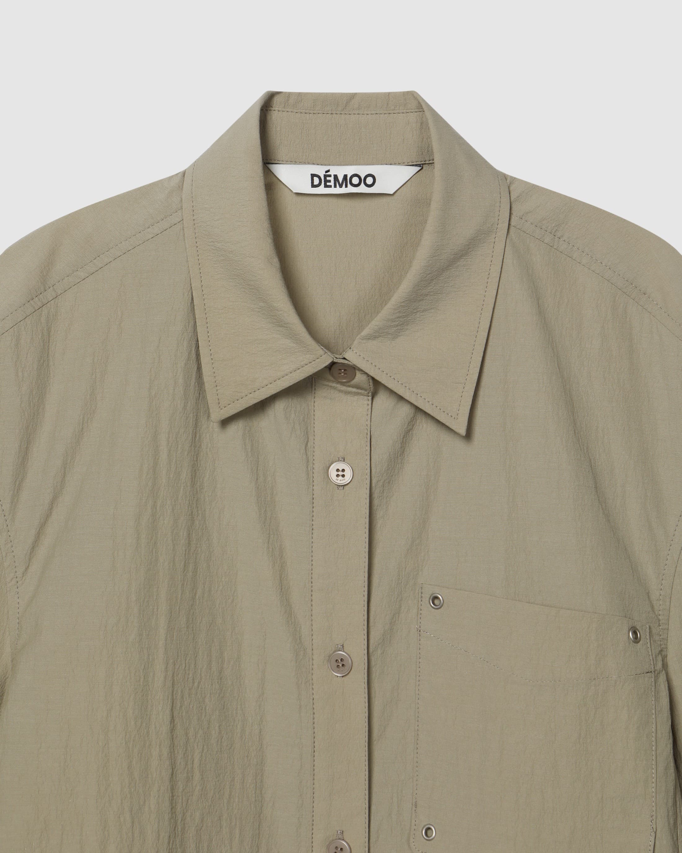 Back Shirring Collar Jacket Khaki Beige — vue 4