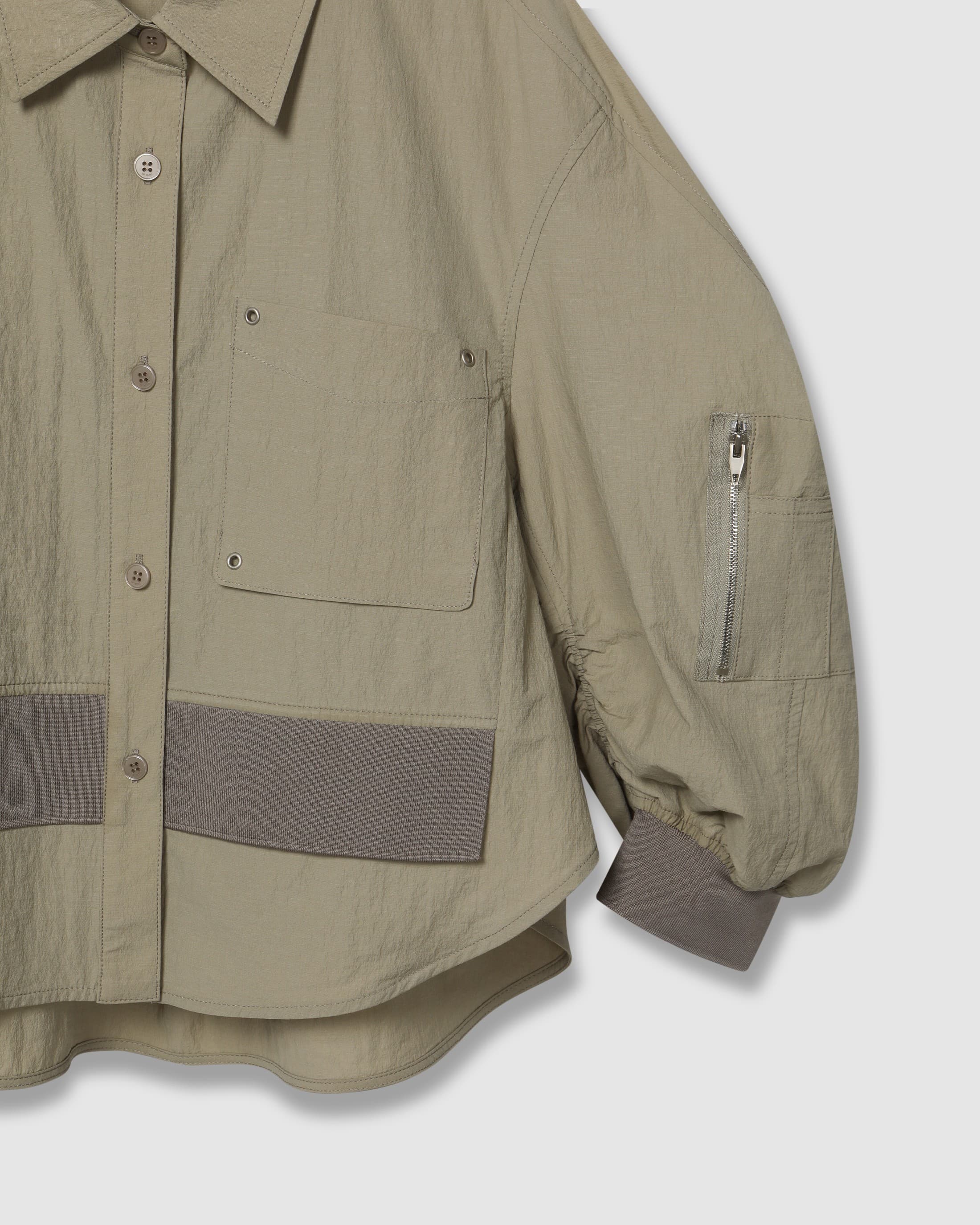 Back Shirring Collar Jacket Khaki Beige — vue 6