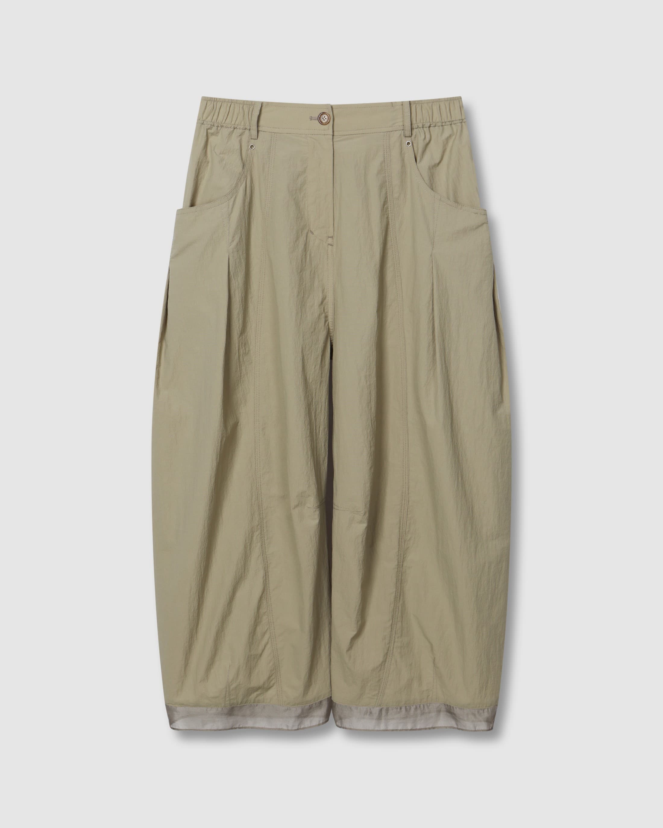 Eyelet Point Tuck Pants Khaki Beige — vue 2
