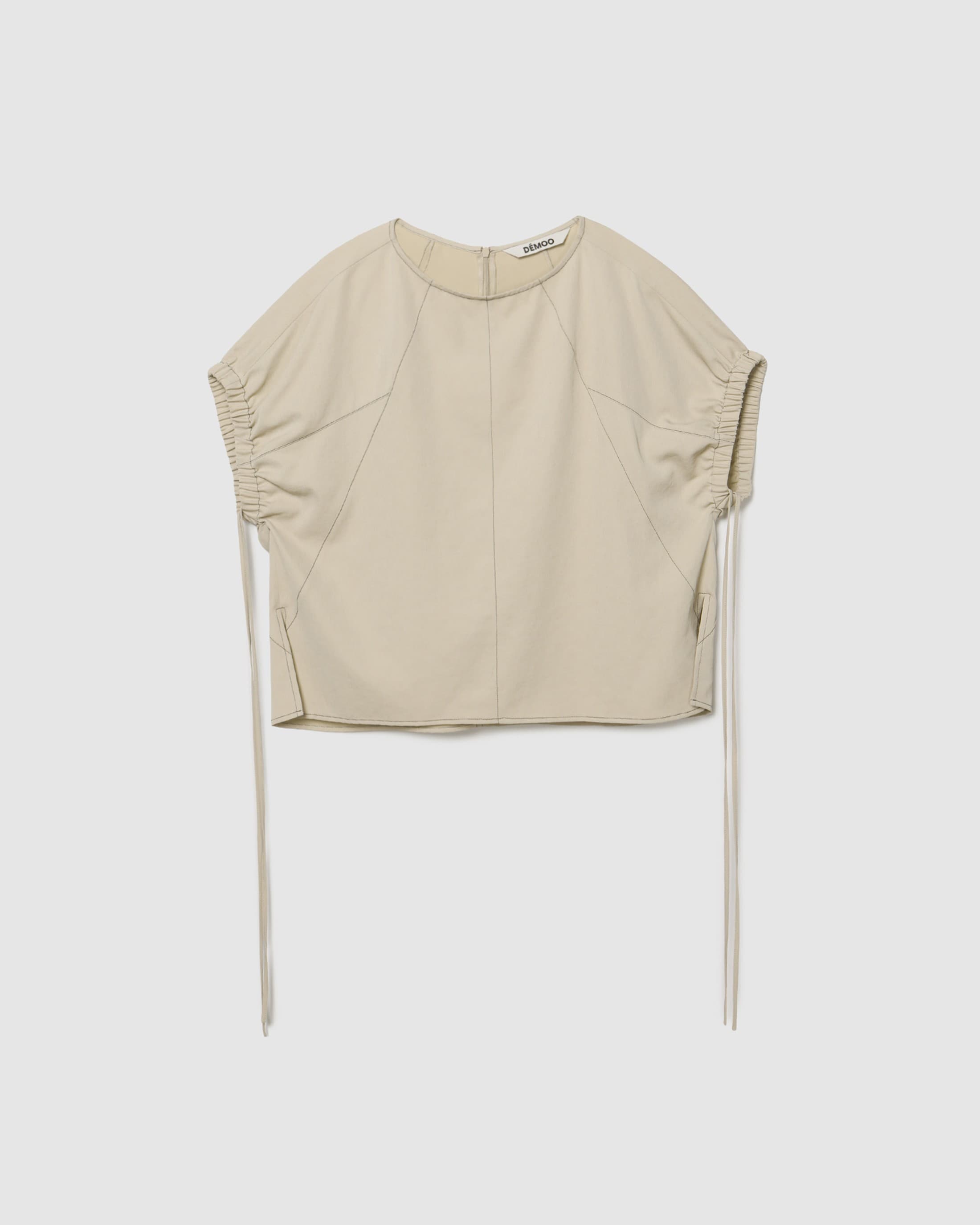 Curved Cut Stitch Blouse Beige — vue 2