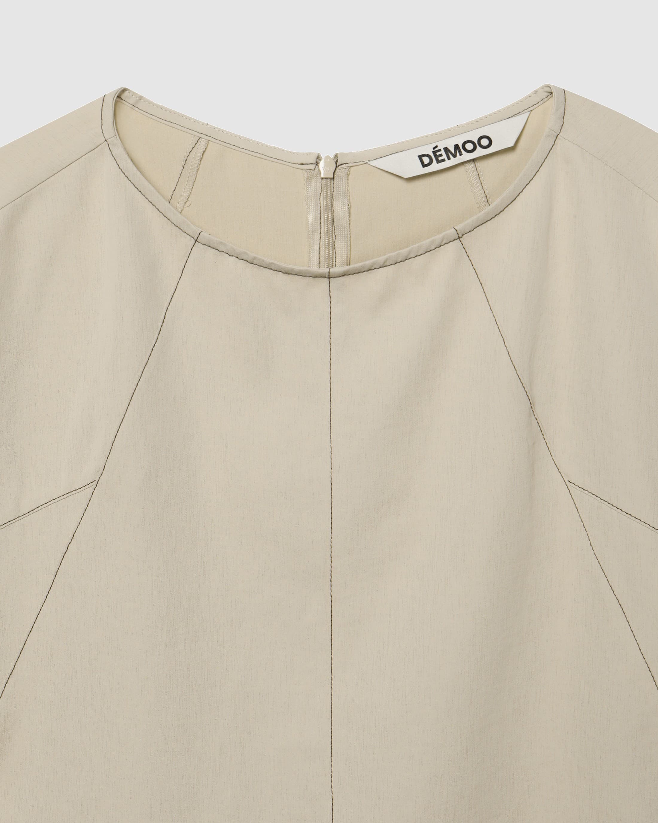 Curved Cut Stitch Blouse Beige — vue 4