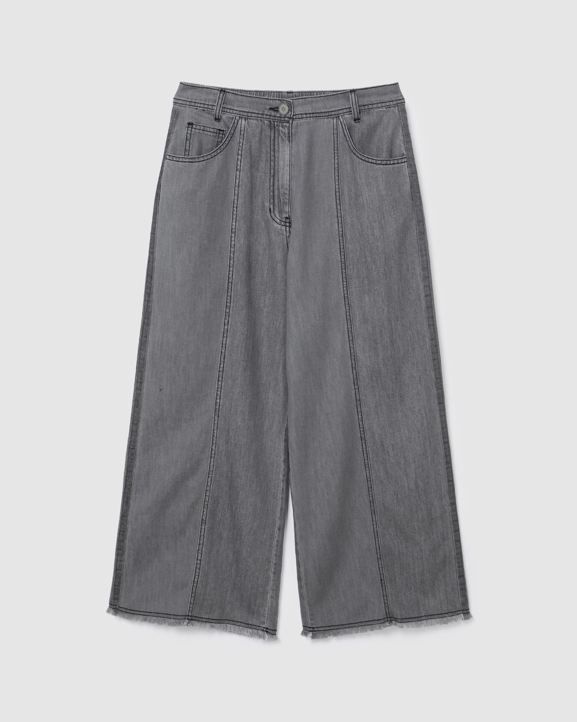 Wide Two-Tone Denim Pants Grey — vue 2