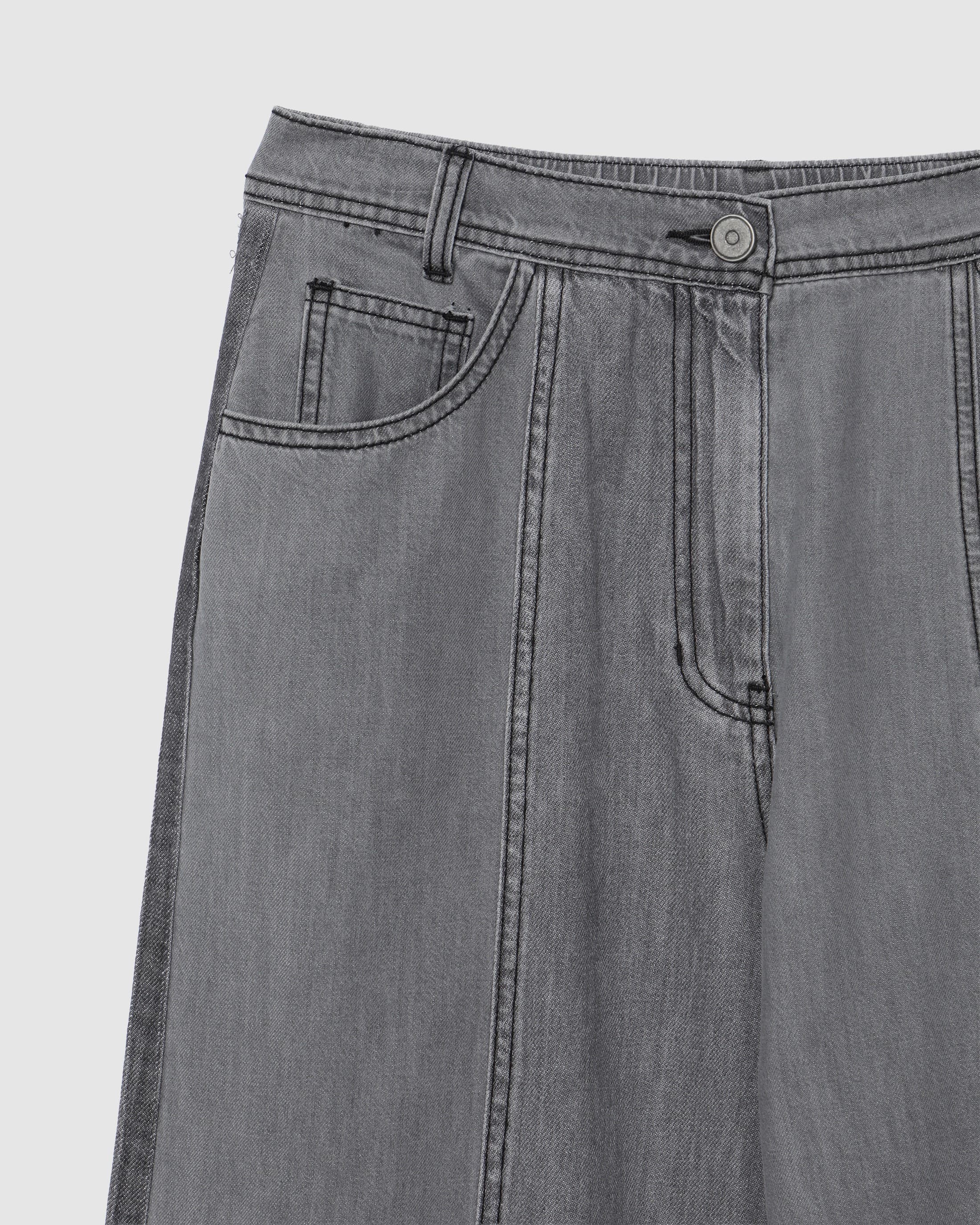 Wide Two-Tone Denim Pants Grey — vue 4