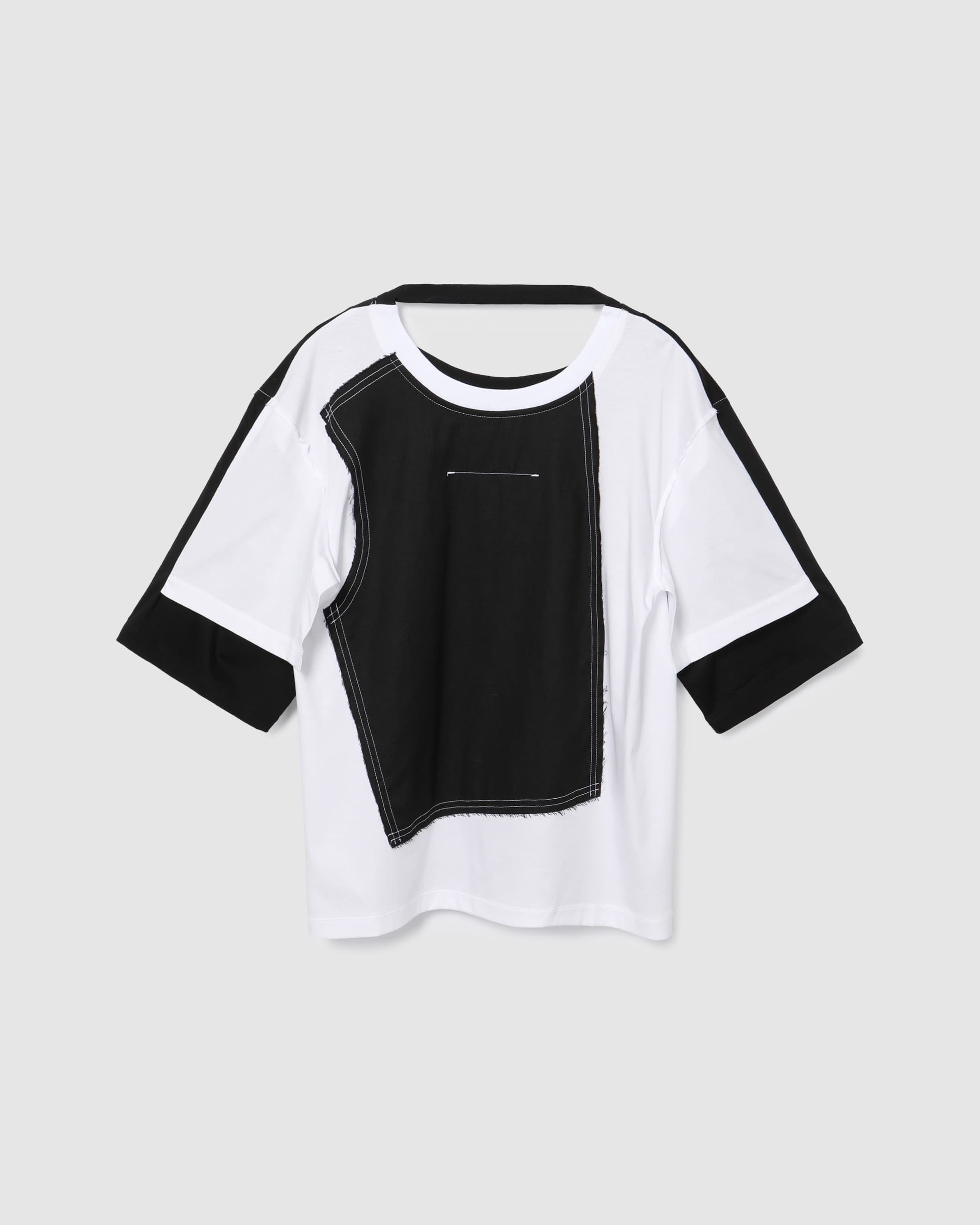 Double Sleeve Colored T-Shirt Black/White — vue 2