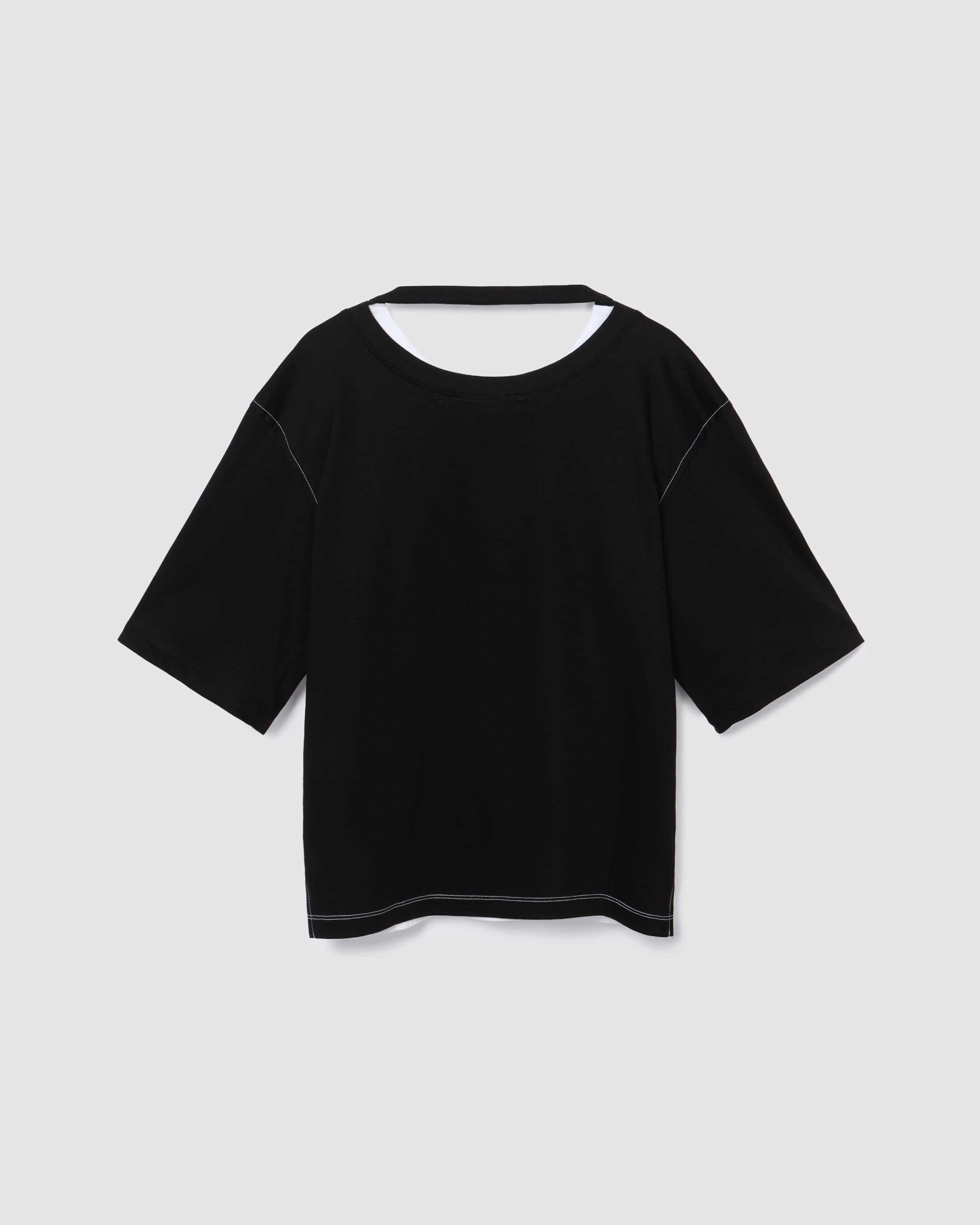 Double Sleeve Colored T-Shirt Black/White — vue 3