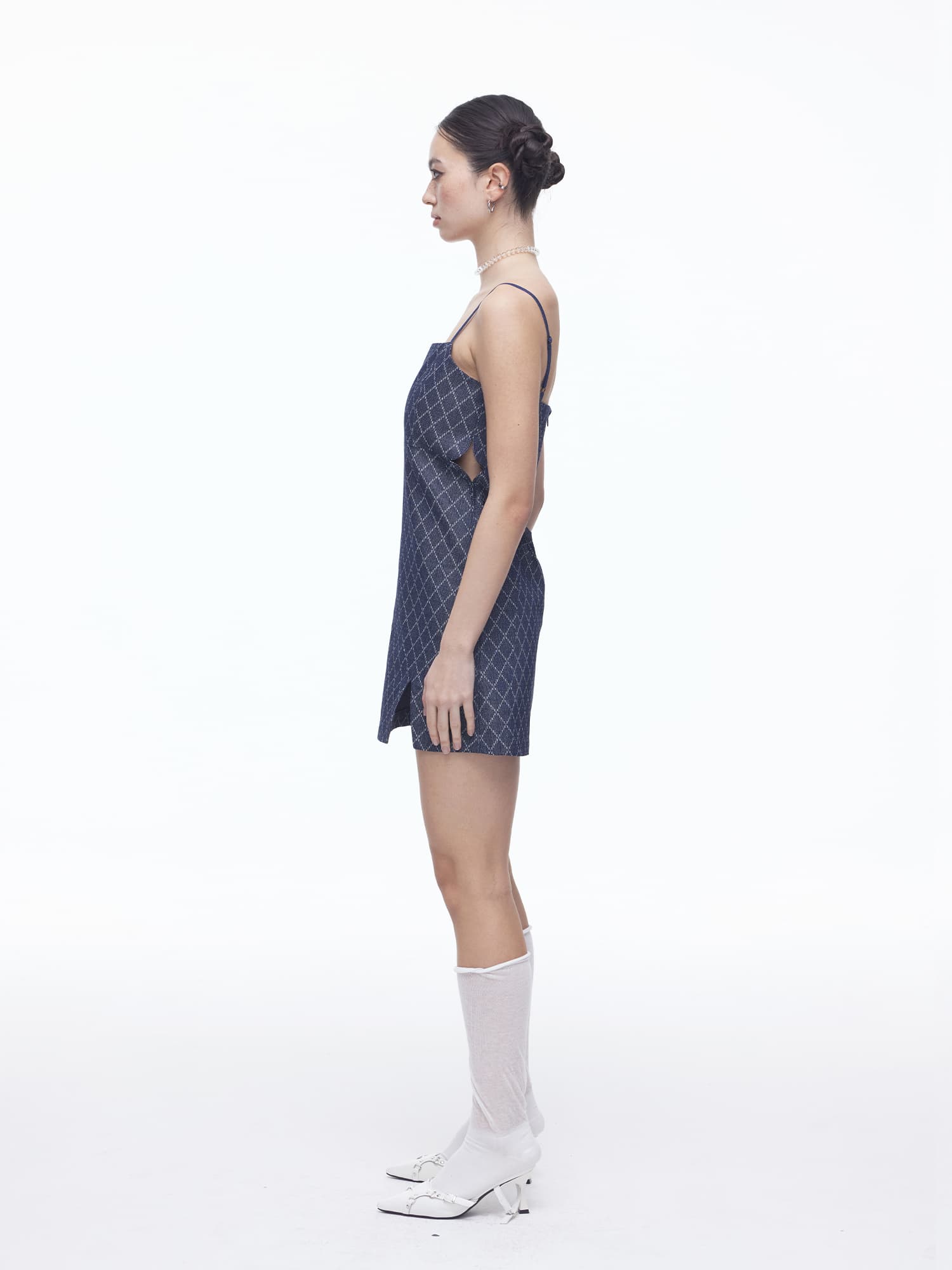 Diamond Hole Denim Dress (BK) — vue 2