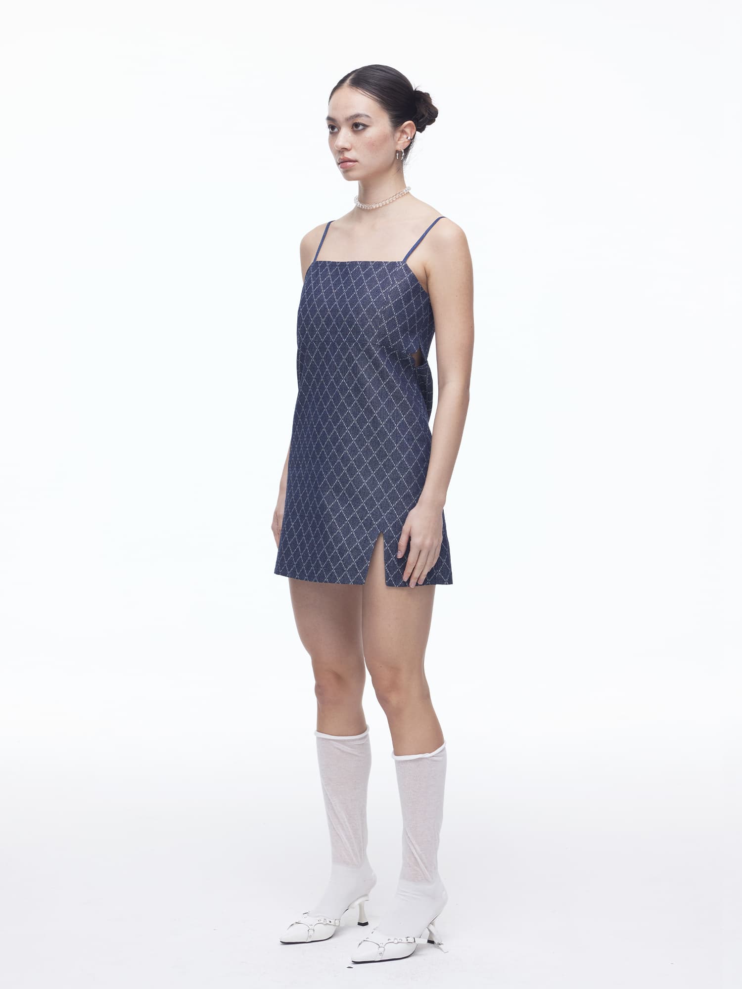 Diamond Hole Denim Dress (BK) — vue 3