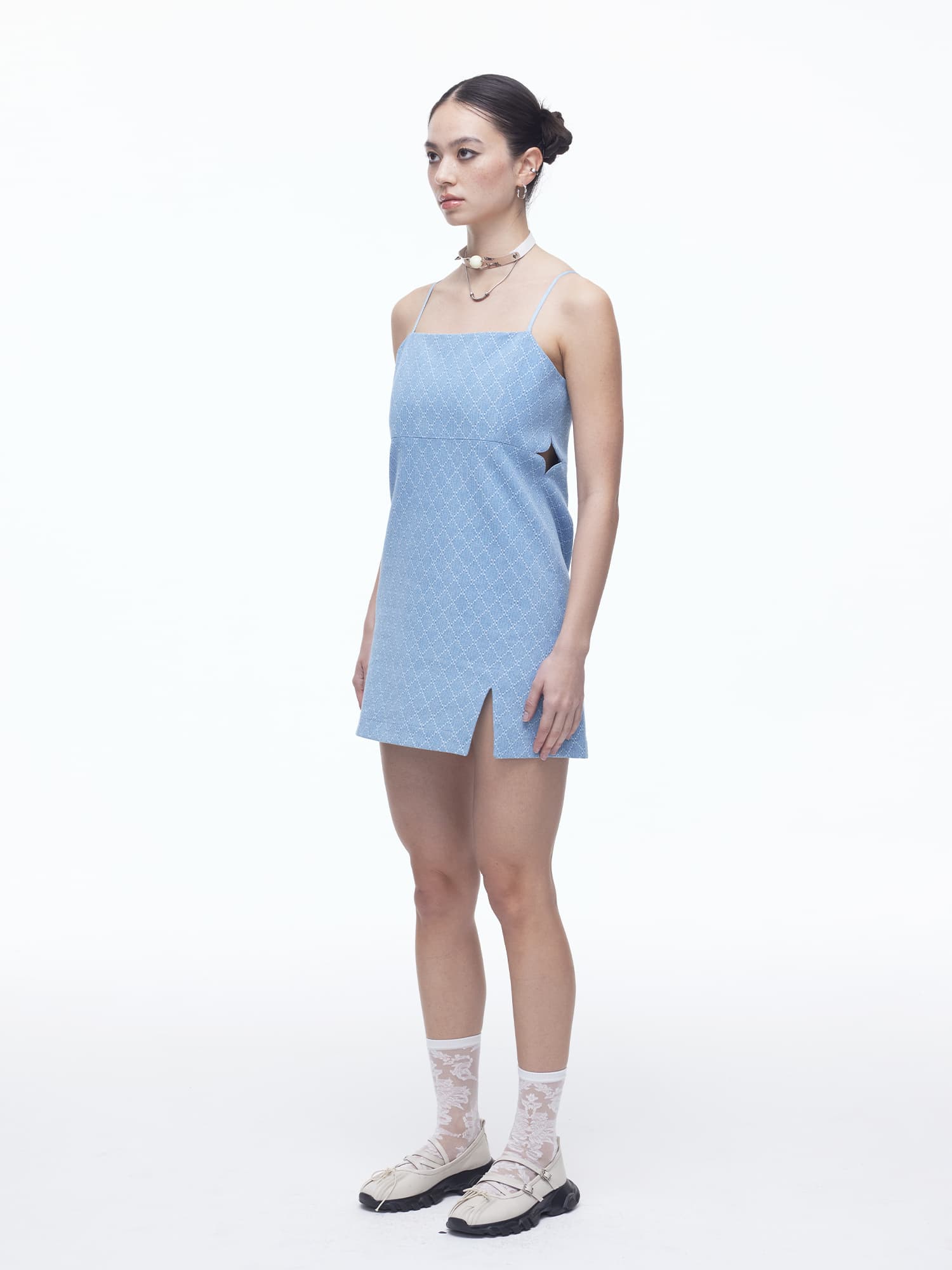 Diamond Hole Denim Dress (BK) — vue 7