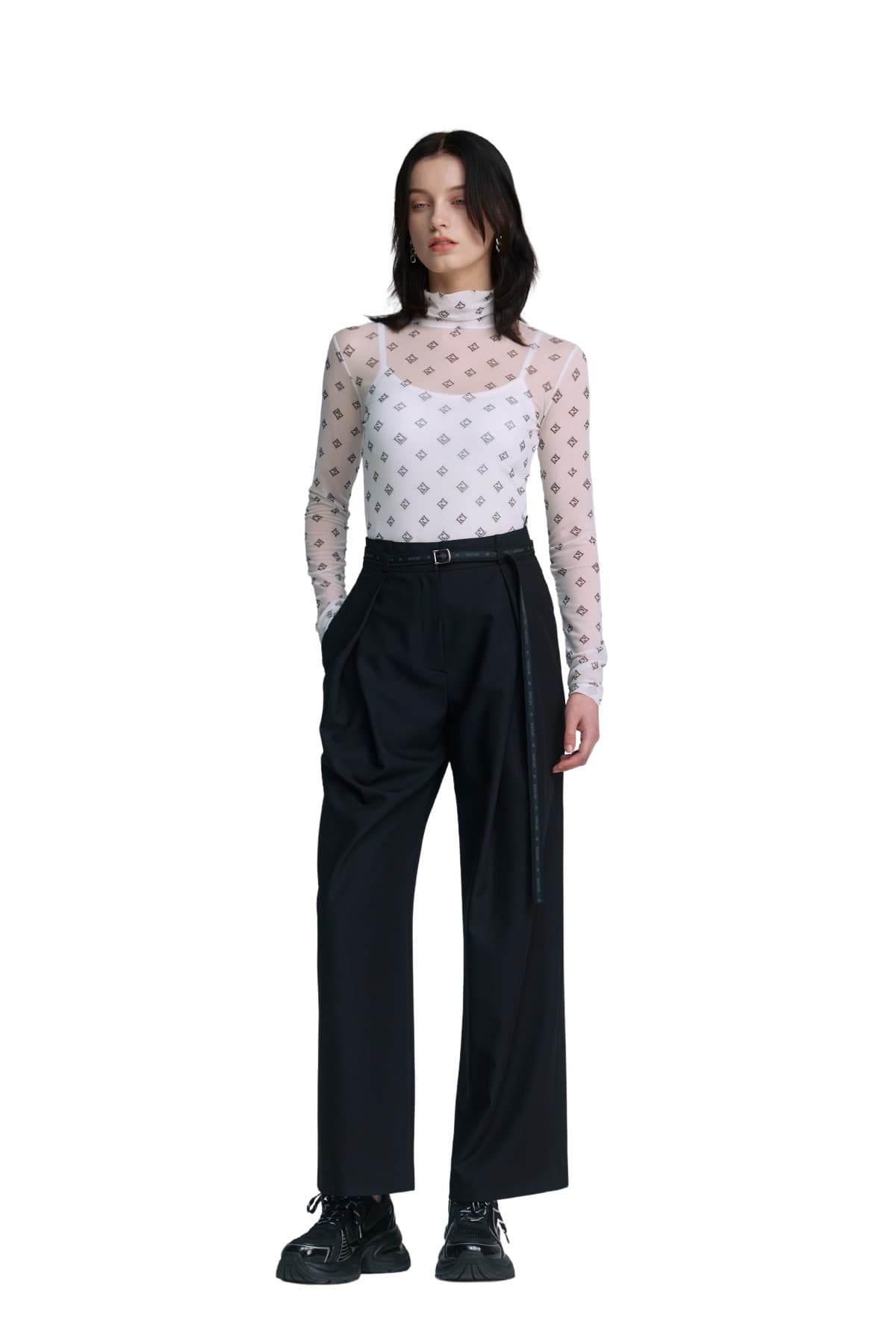 Belted Pintuck Pants (BK) — vue 5