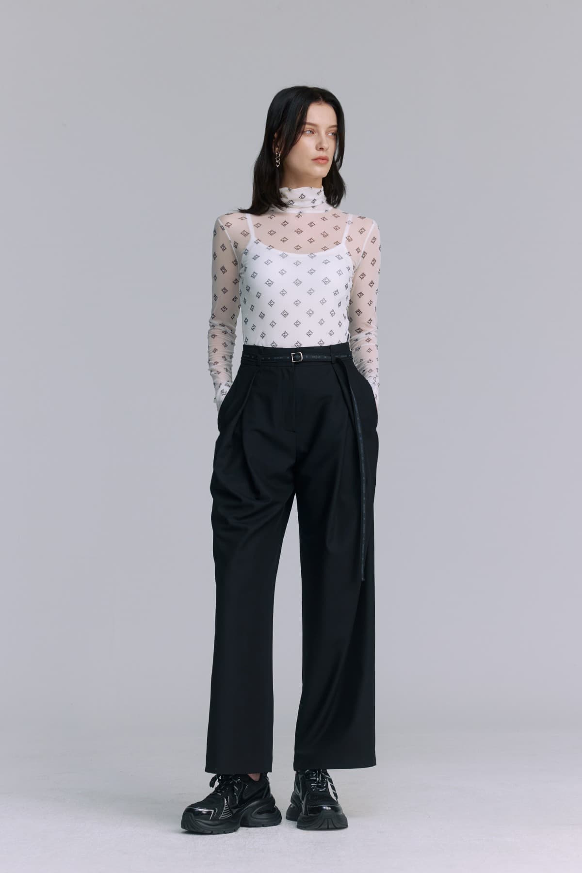 Belted Pintuck Pants (BK) — vue 8