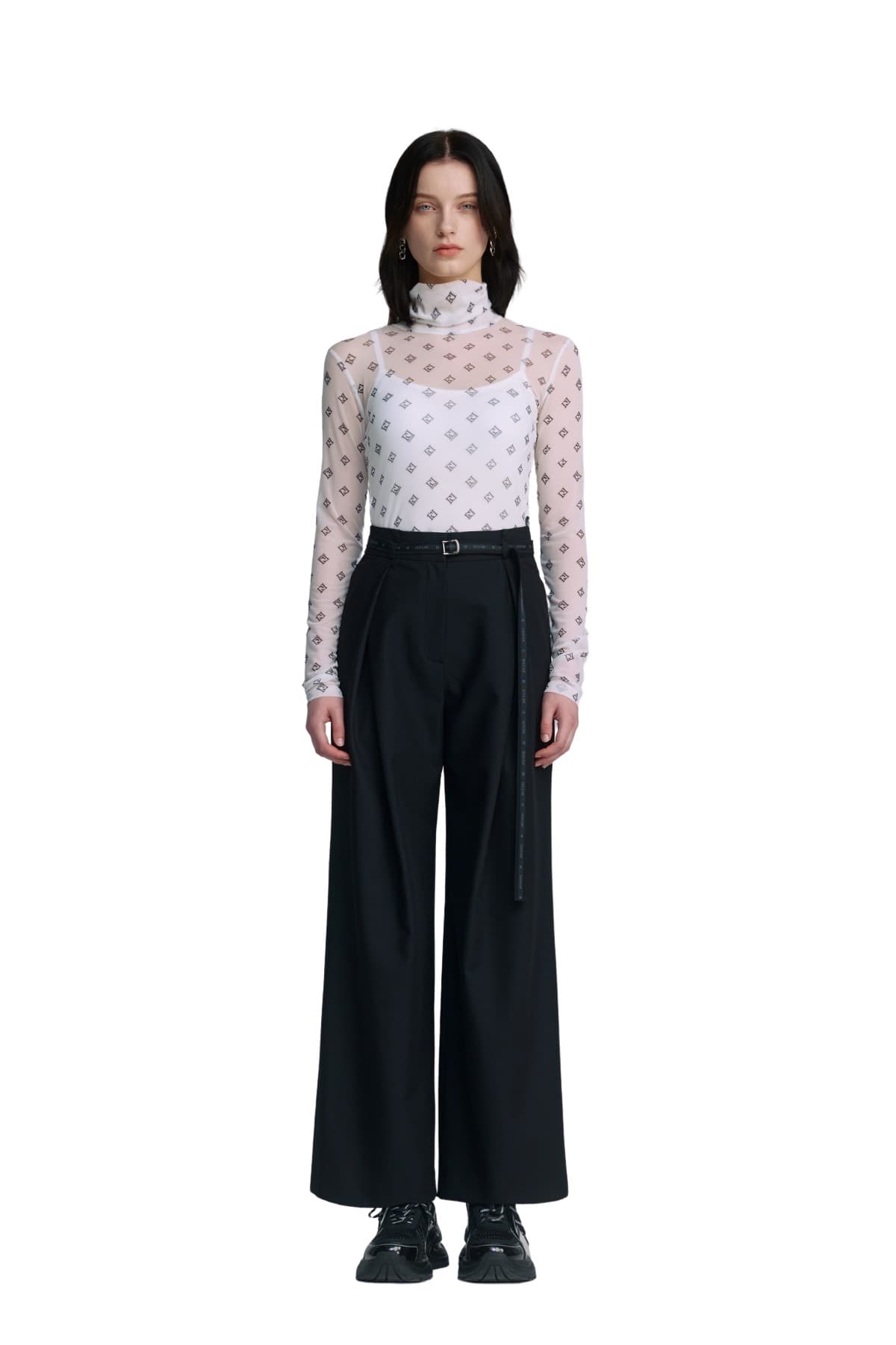 Belted Pintuck Pants (BK) — vue 1