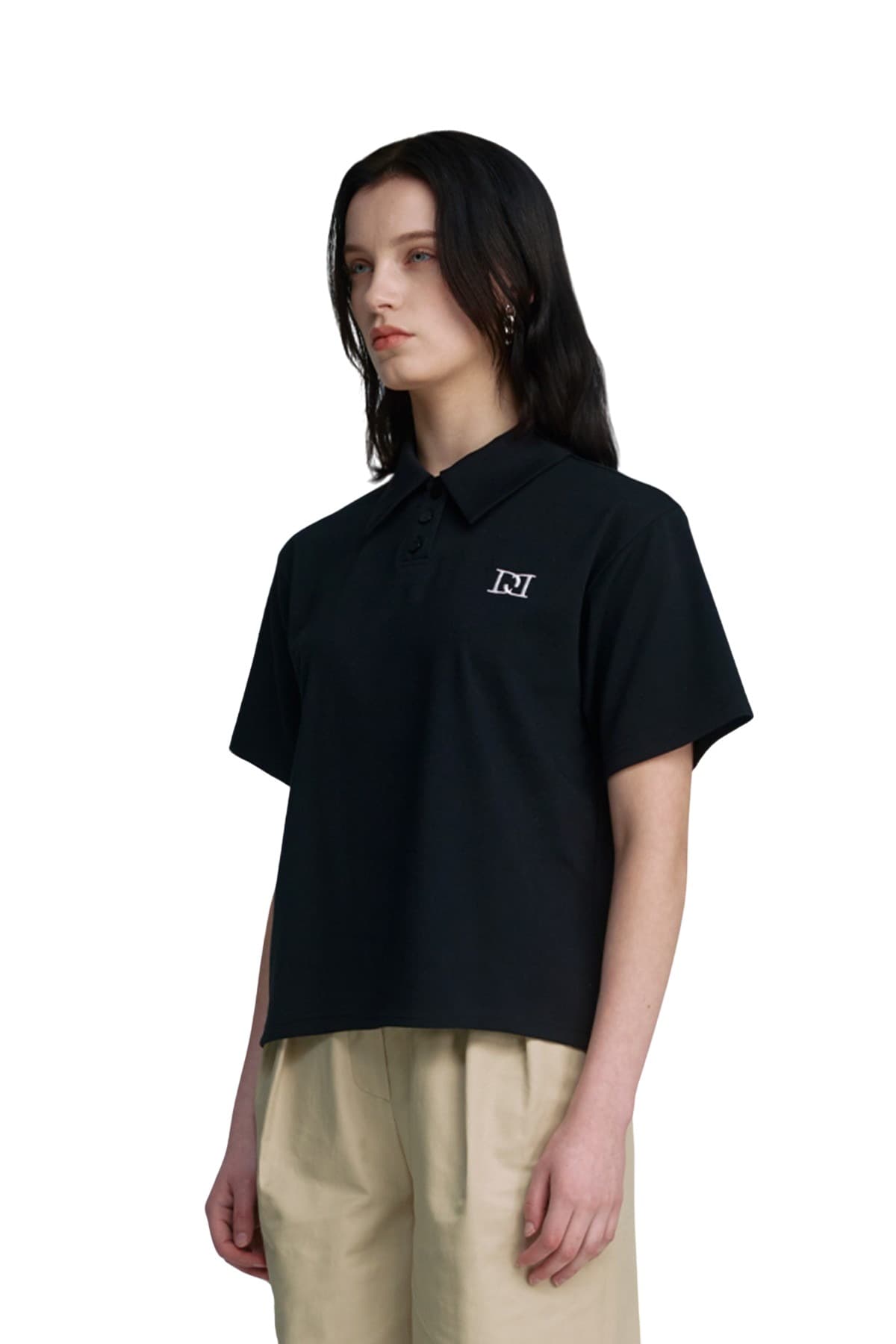 Embroidery Pique T-shirt (BLACK) — vue 3
