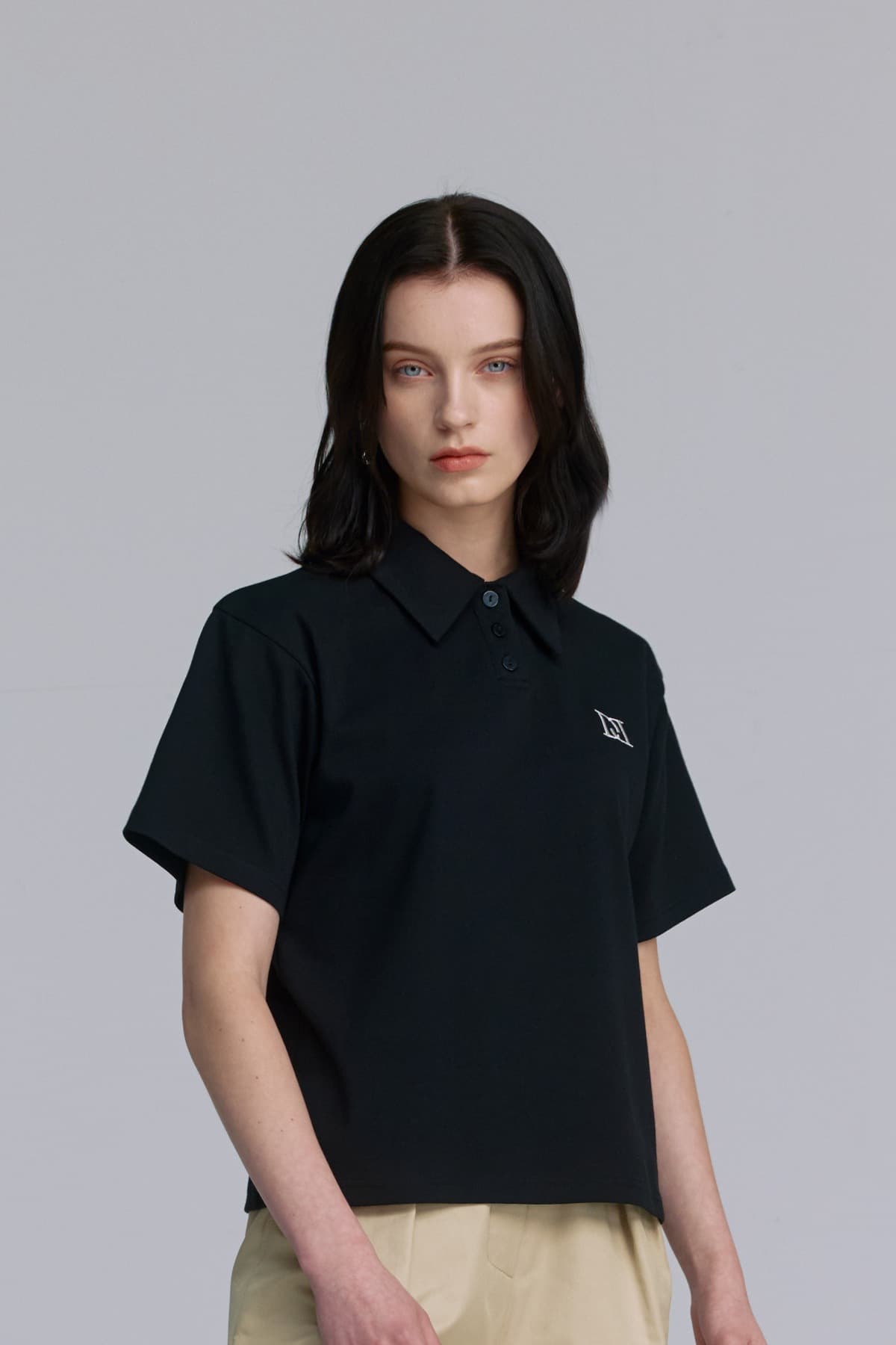 Embroidery Pique T-shirt (BLACK) — vue 8