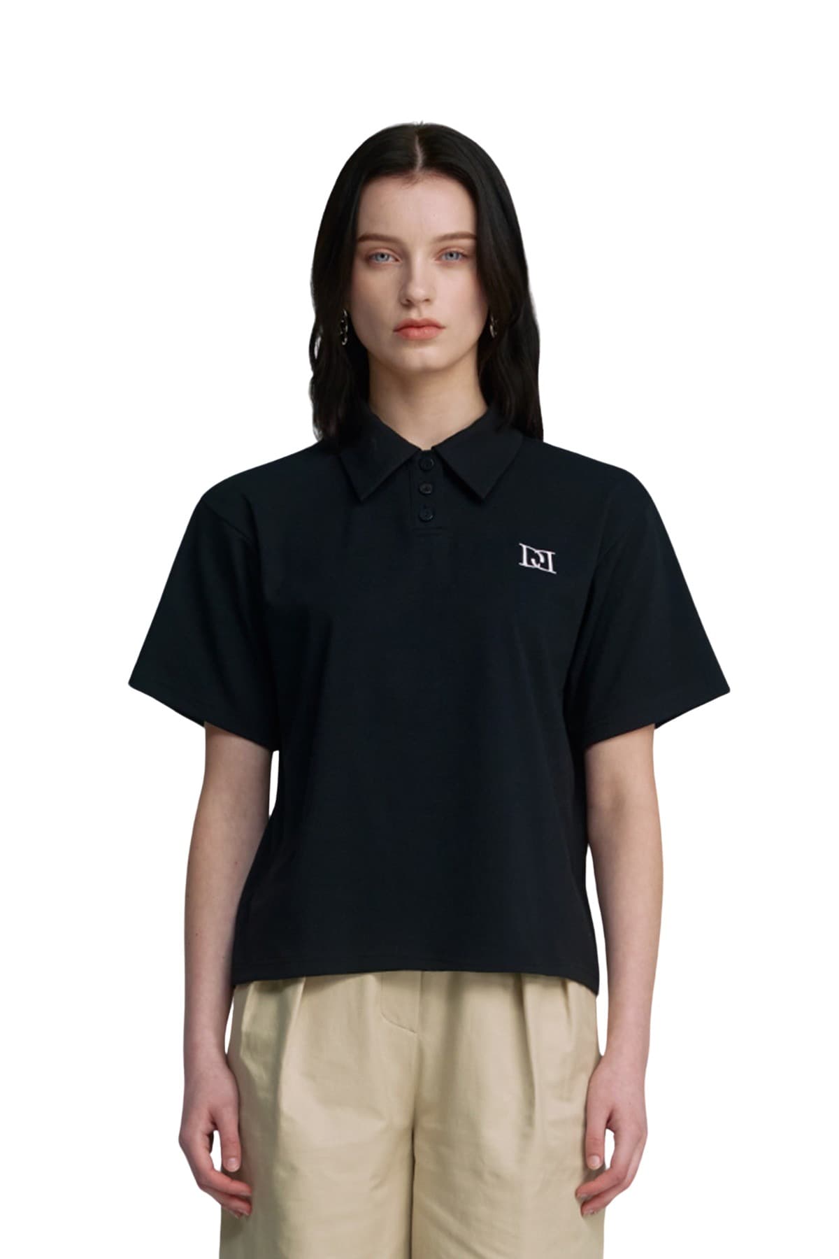 Embroidery Pique T-shirt (BLACK) — vue 1