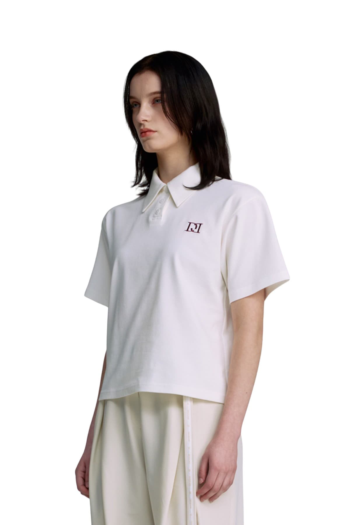 Embroidery Pique T-shirt (WHITE) — vue 3
