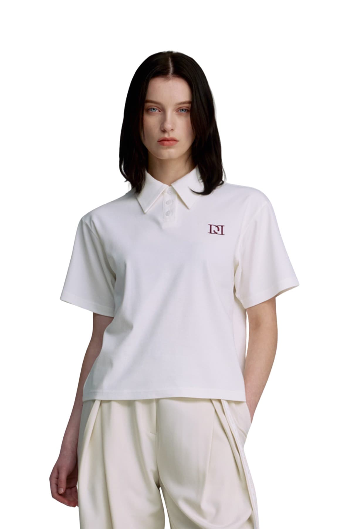 Embroidery Pique T-shirt (WHITE) — vue 5