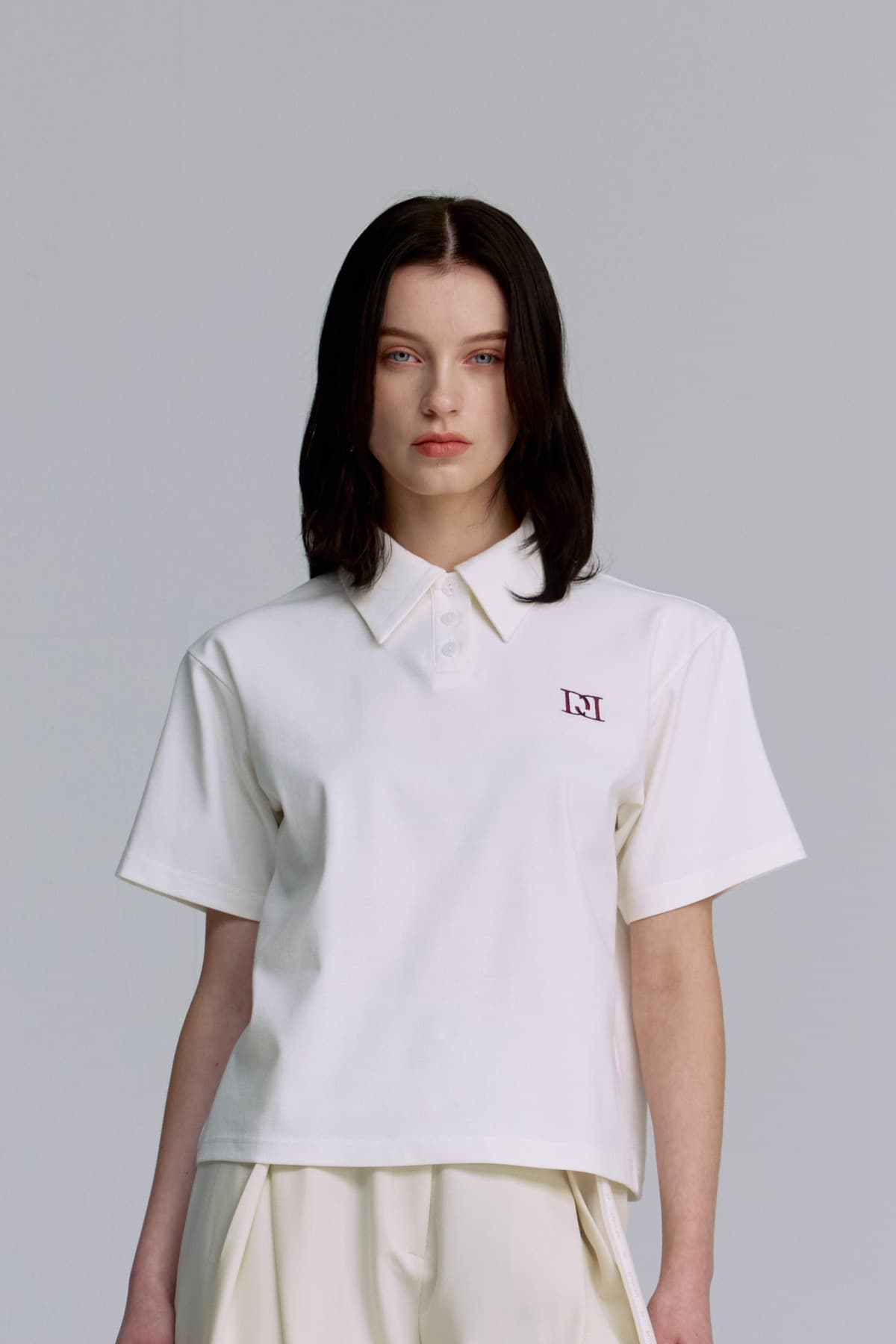 Embroidery Pique T-shirt (WHITE) — vue 7