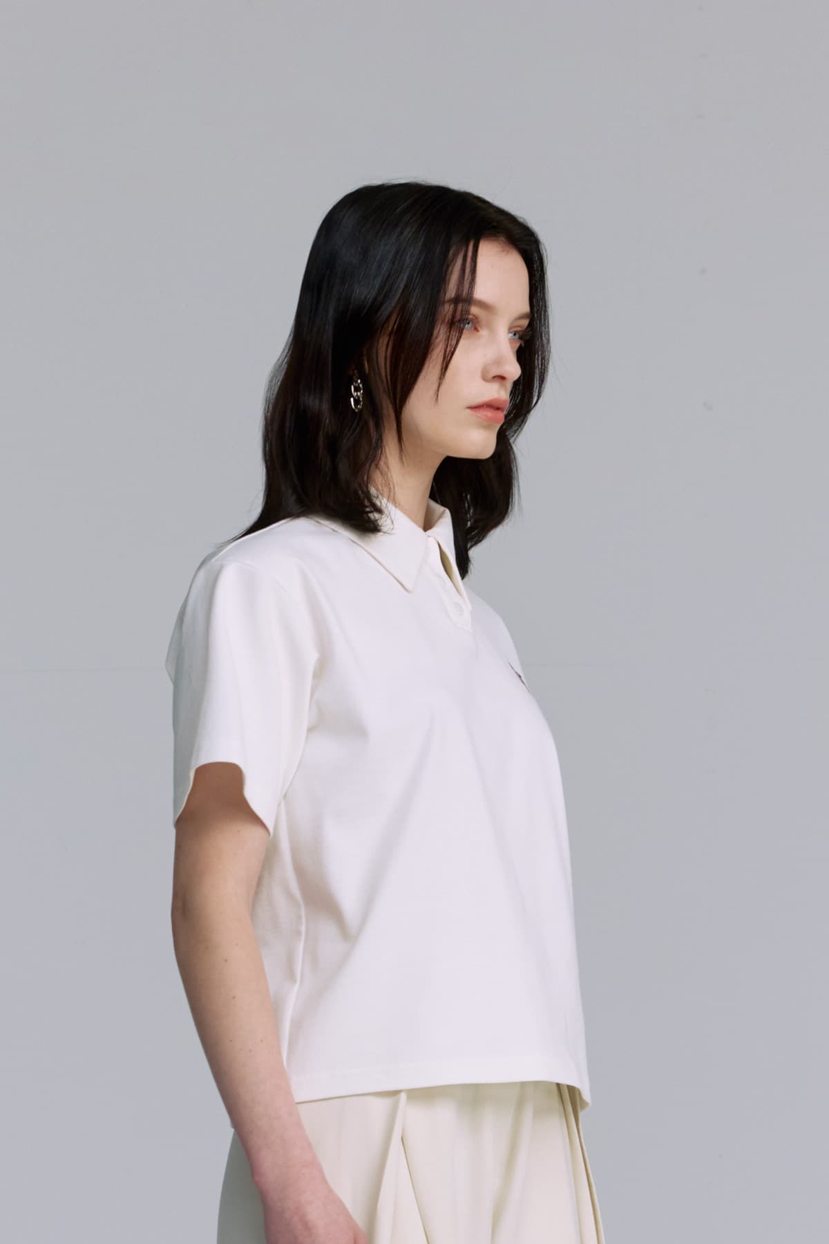 Embroidery Pique T-shirt (WHITE) — vue 8
