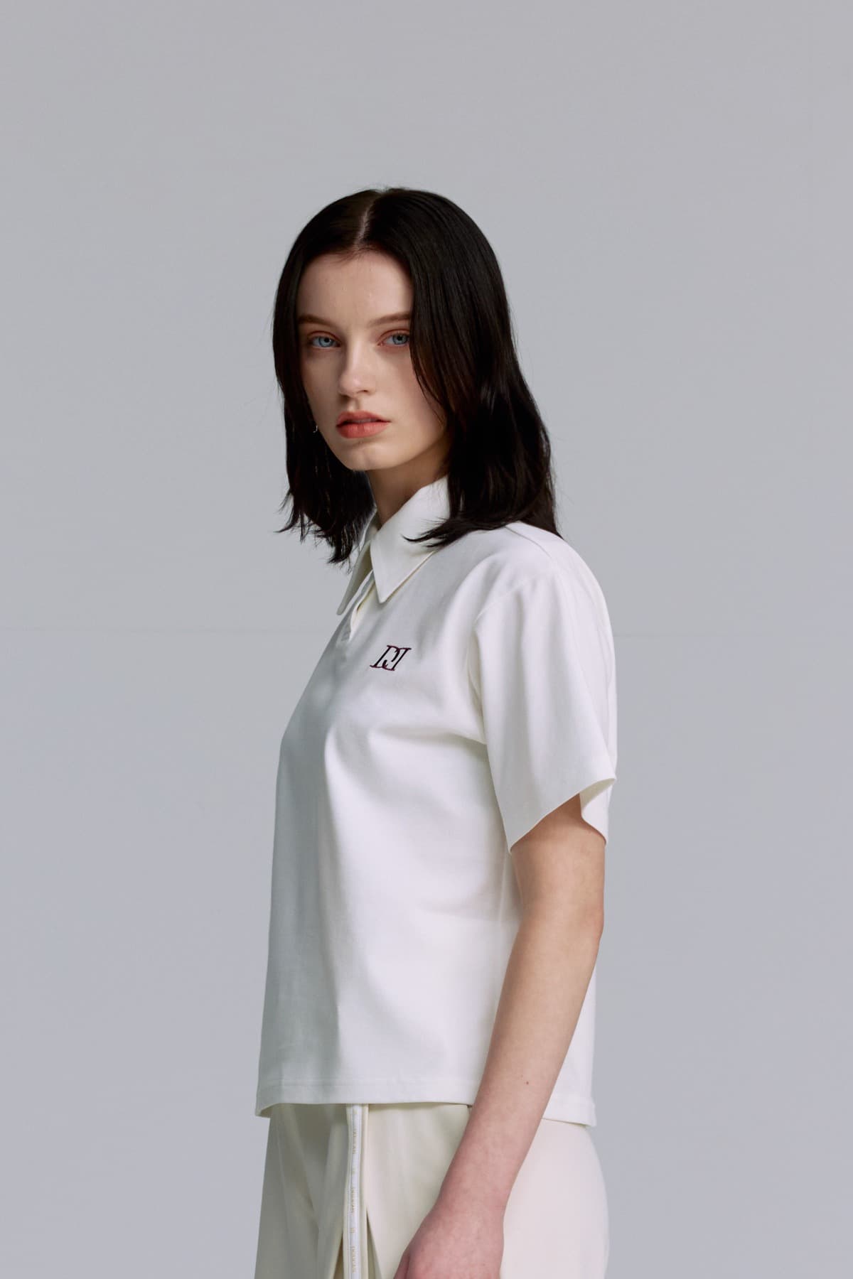 Embroidery Pique T-shirt (WHITE) — vue 10
