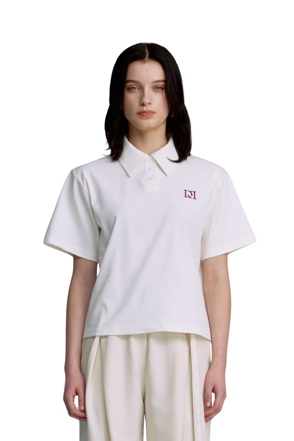 Embroidery Pique T-shirt (WHITE) — vue 1