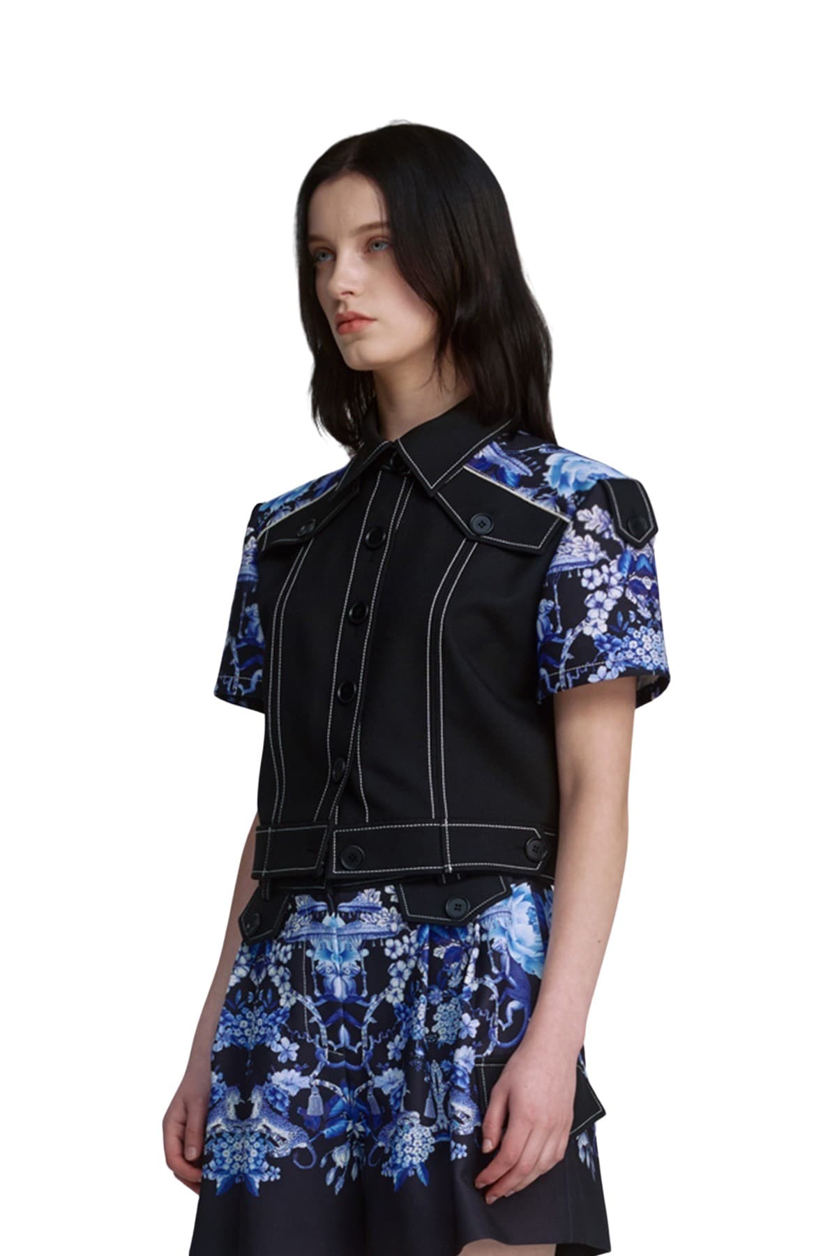 Flap Button Short-sleeved Jacket (B) — vue 3