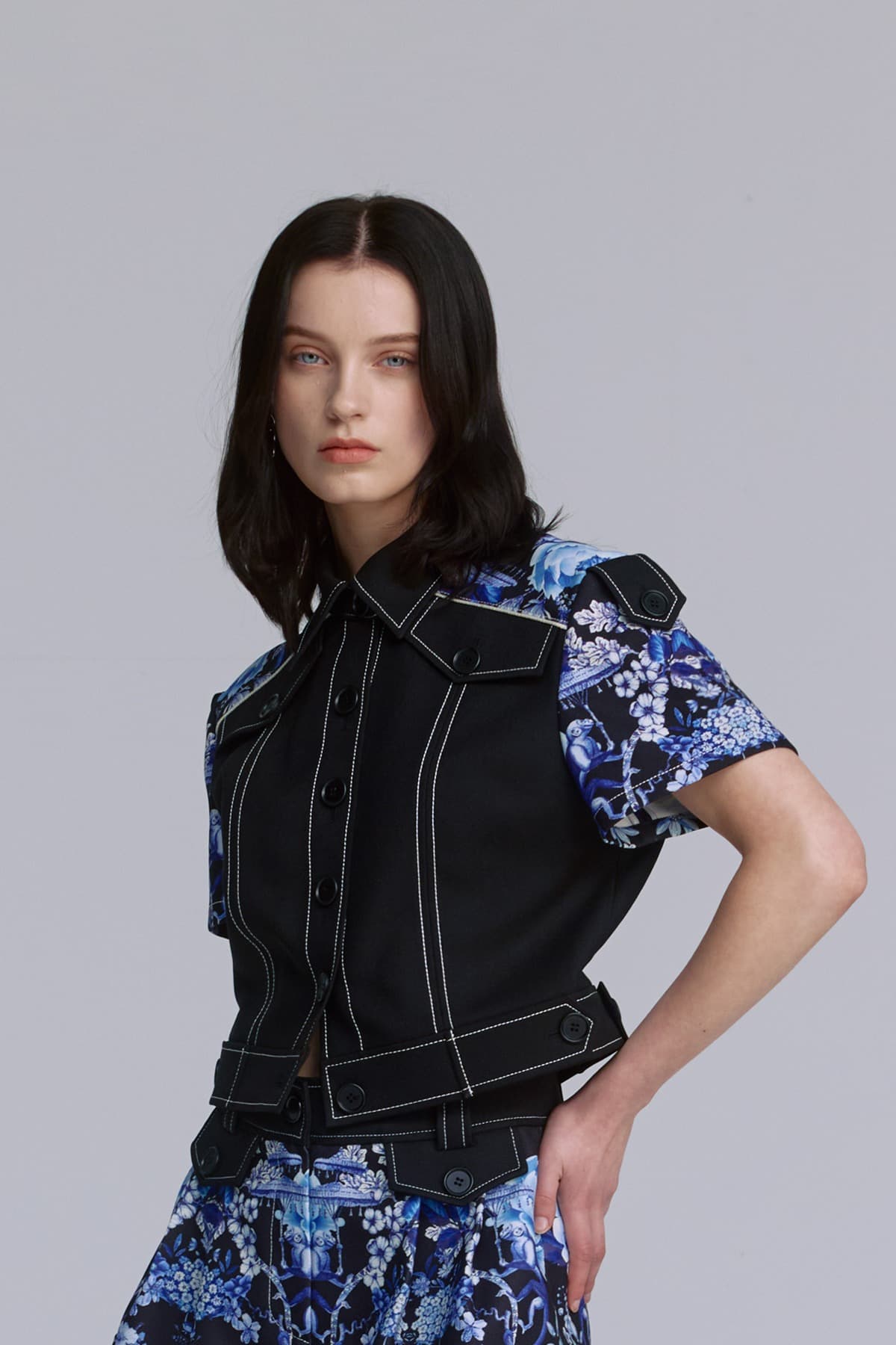 Flap Button Short-sleeved Jacket (B) — vue 11