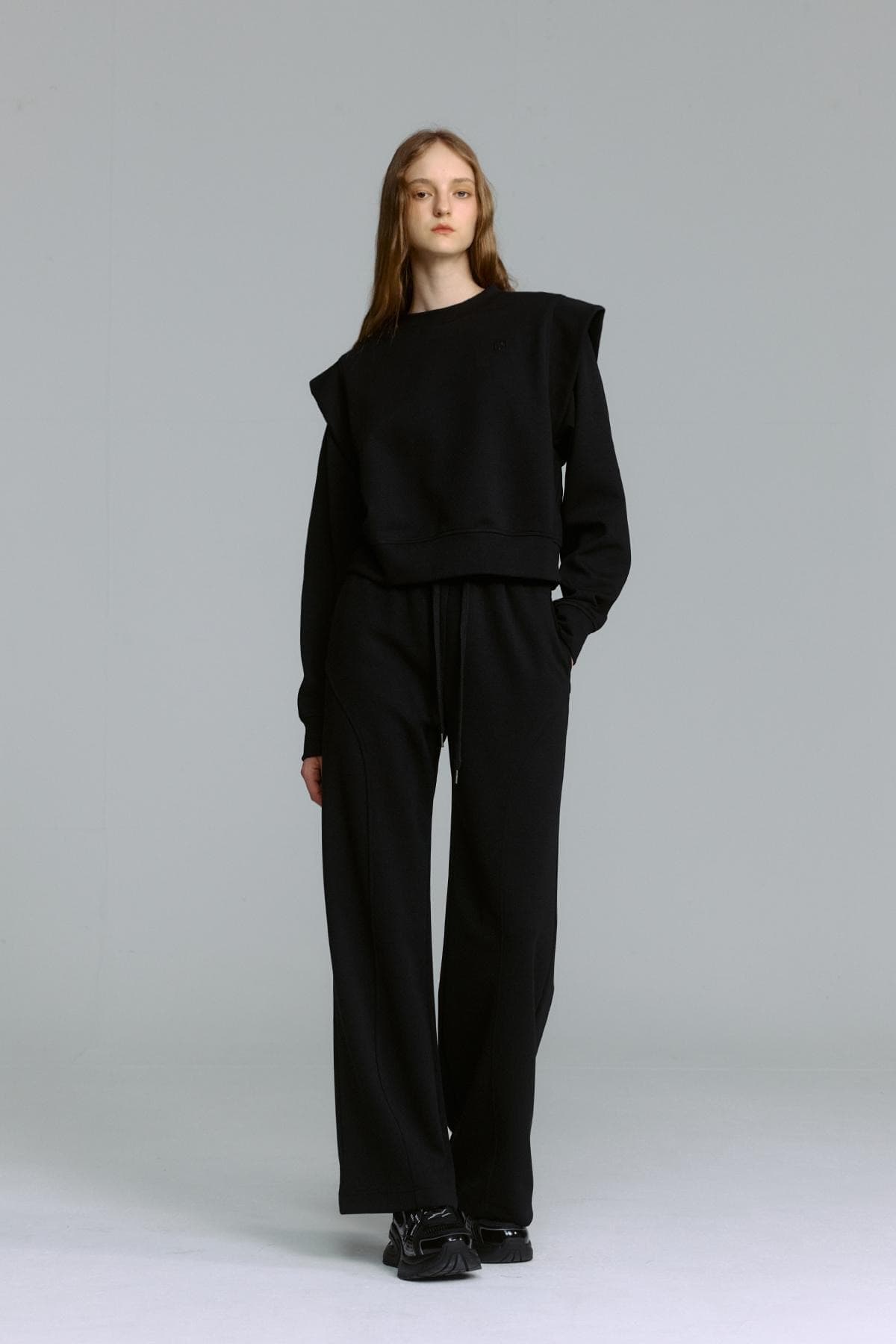 Cap Sleeve Sweatshirt (BLACK) — vue 11