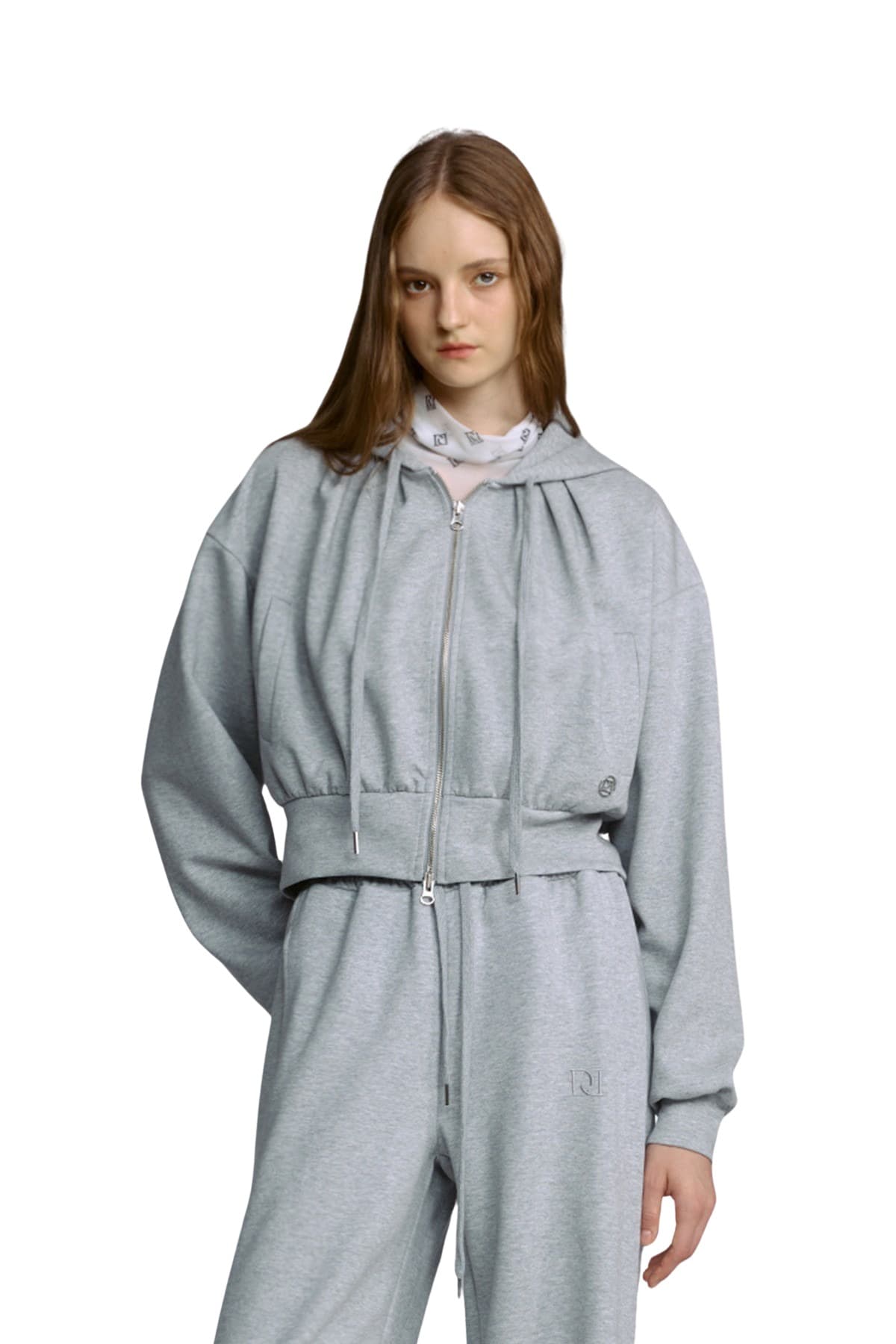 Pintuck Hooded Zip-up (GRAY) — vue 5