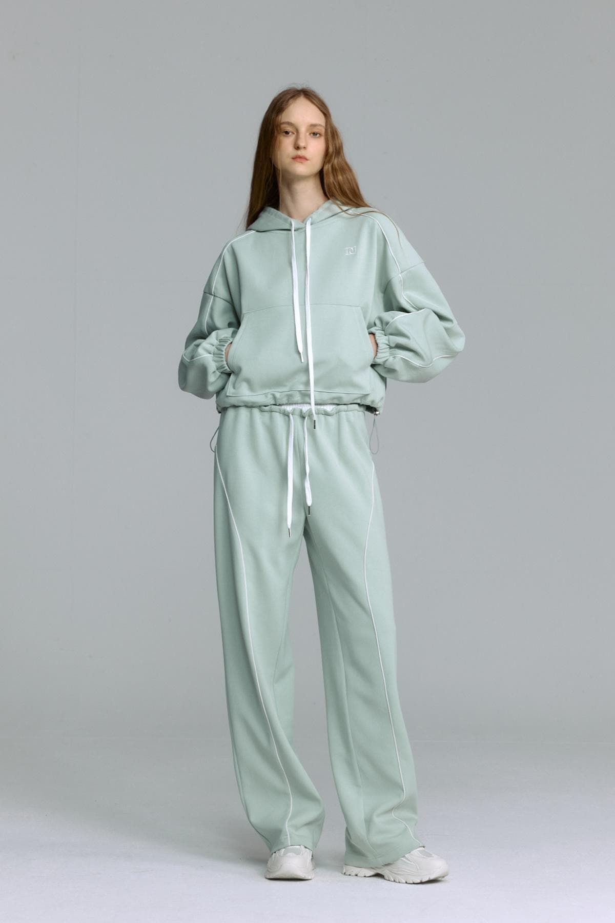 Piping Hooded Sweatshirt (MINT) — vue 5