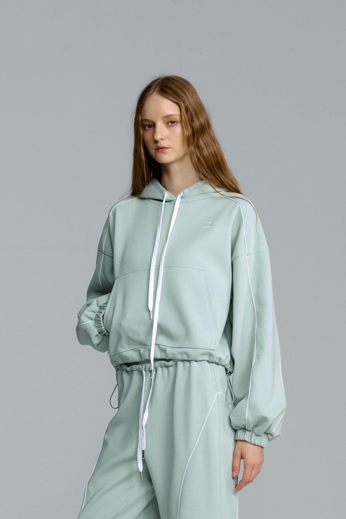 Piping Hooded Sweatshirt (MINT) — vue 7