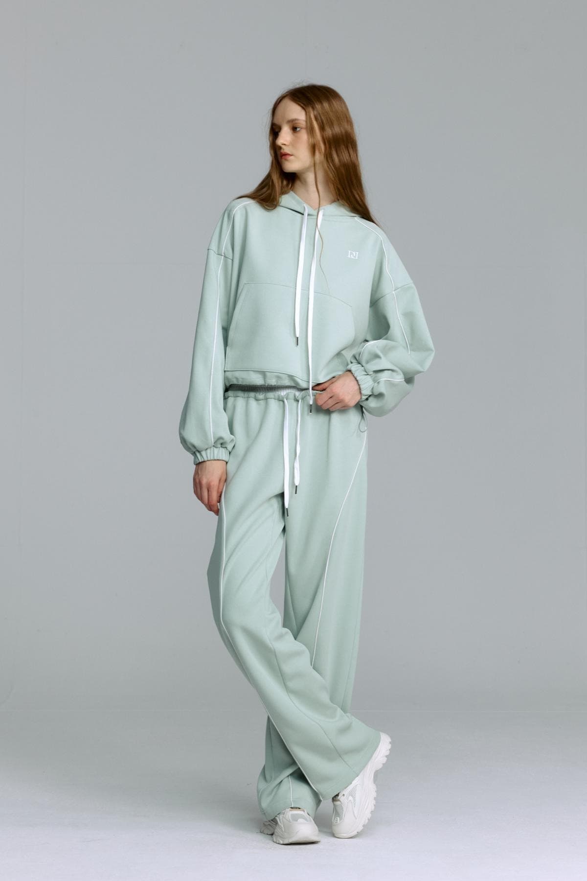 Piping Hooded Sweatshirt (MINT) — vue 8