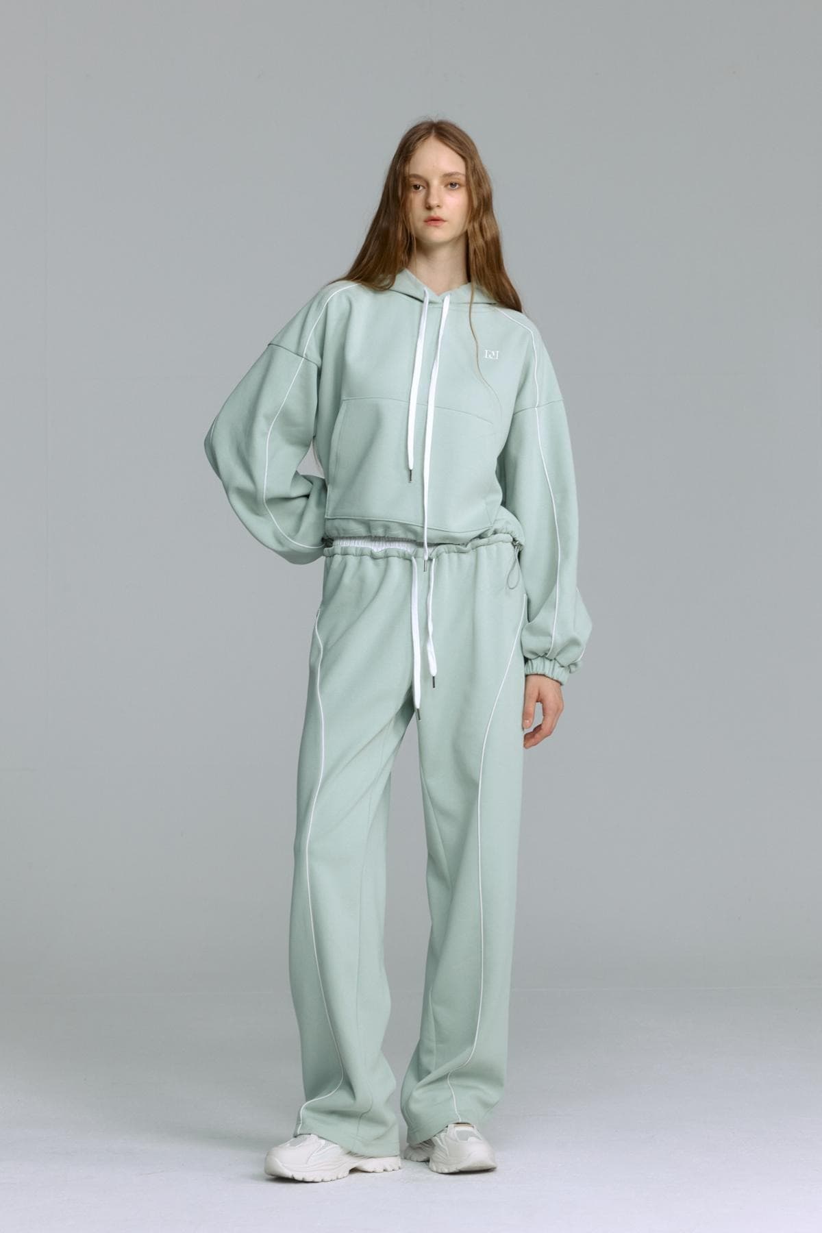 Piping Hooded Sweatshirt (MINT) — vue 9