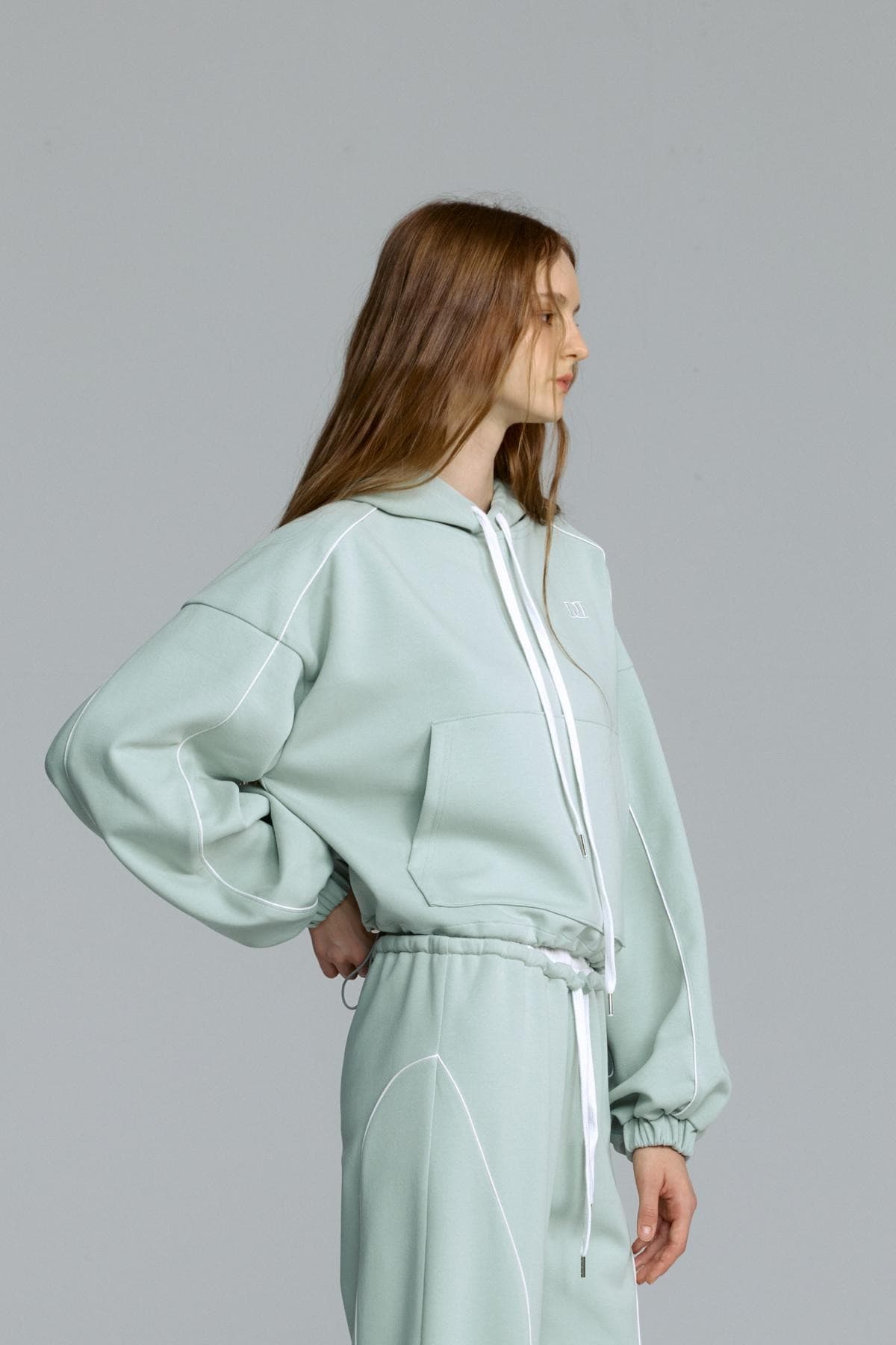 Piping Hooded Sweatshirt (MINT) — vue 10