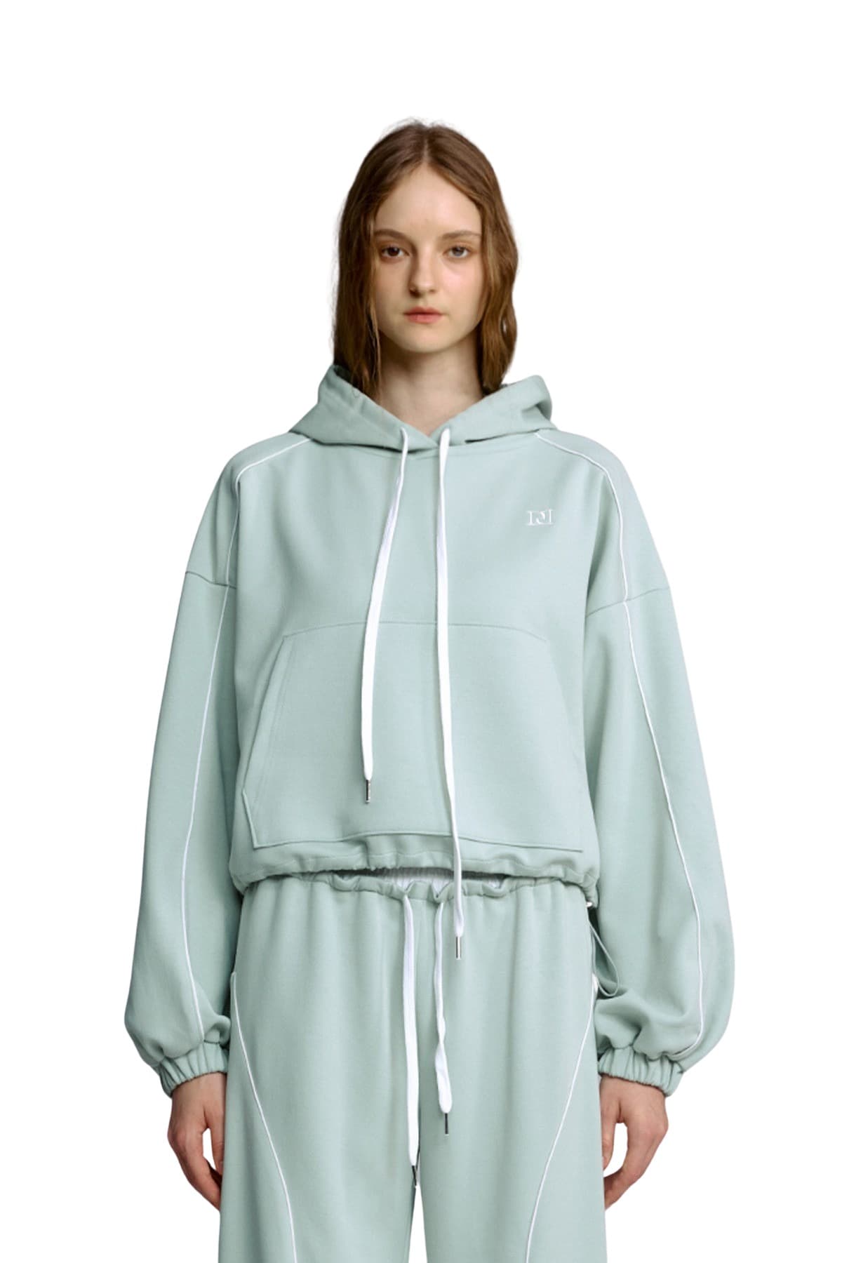 Piping Hooded Sweatshirt (MINT) — vue 1