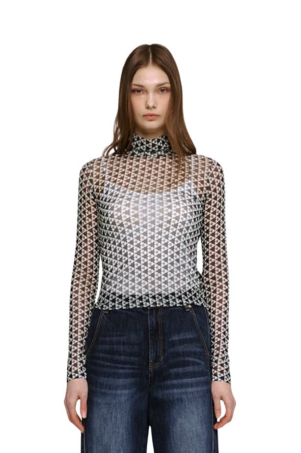 Mesh Print Turtleneck T-shirt (PI) — vue 2