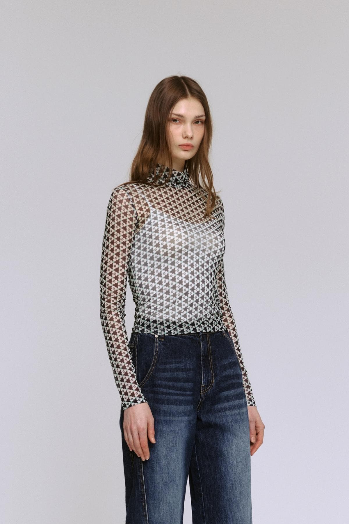 Mesh Print Turtleneck T-shirt (PI) — vue 7