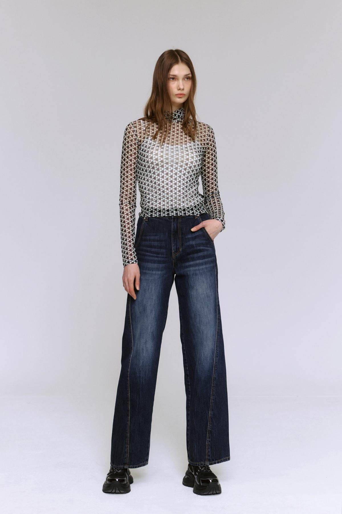 Mesh Print Turtleneck T-shirt (PI) — vue 9