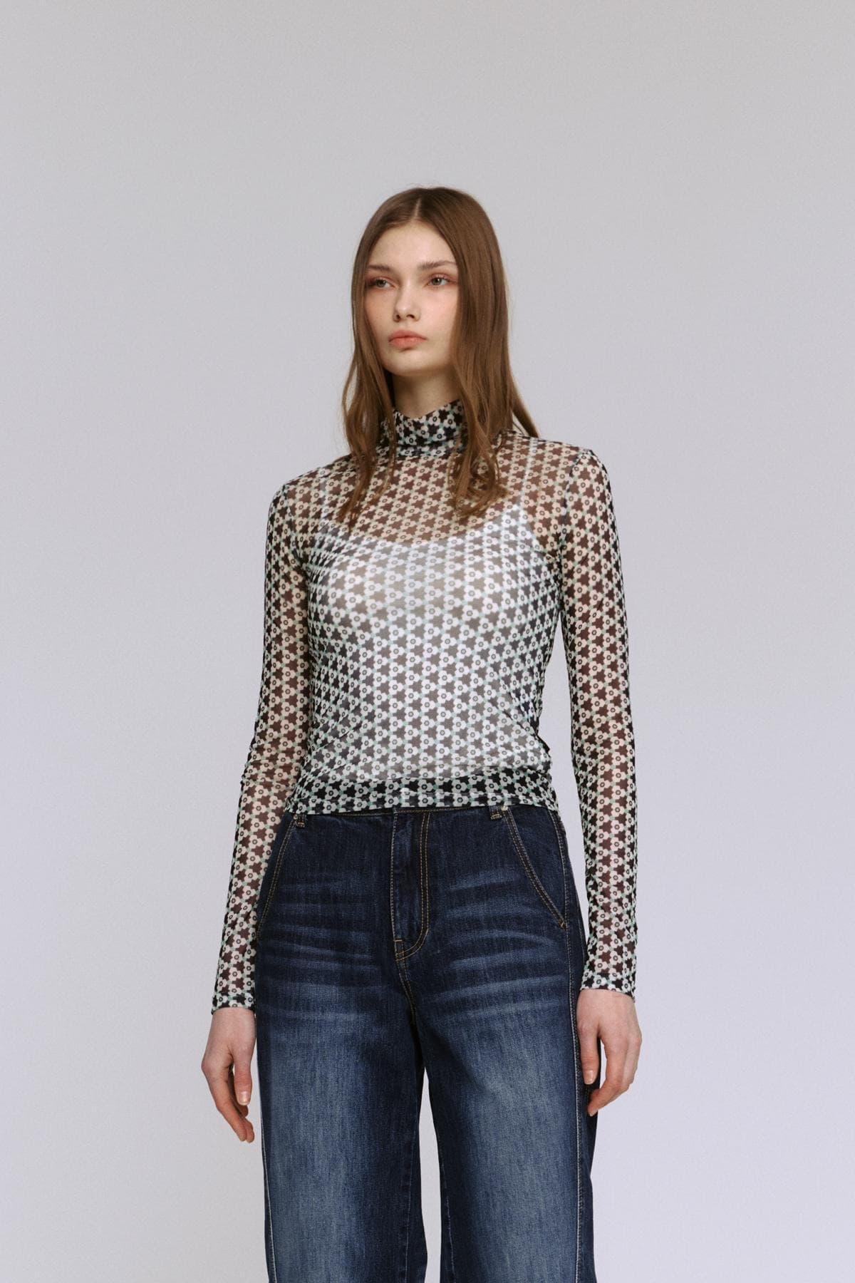 Mesh Print Turtleneck T-shirt (PI) — vue 10
