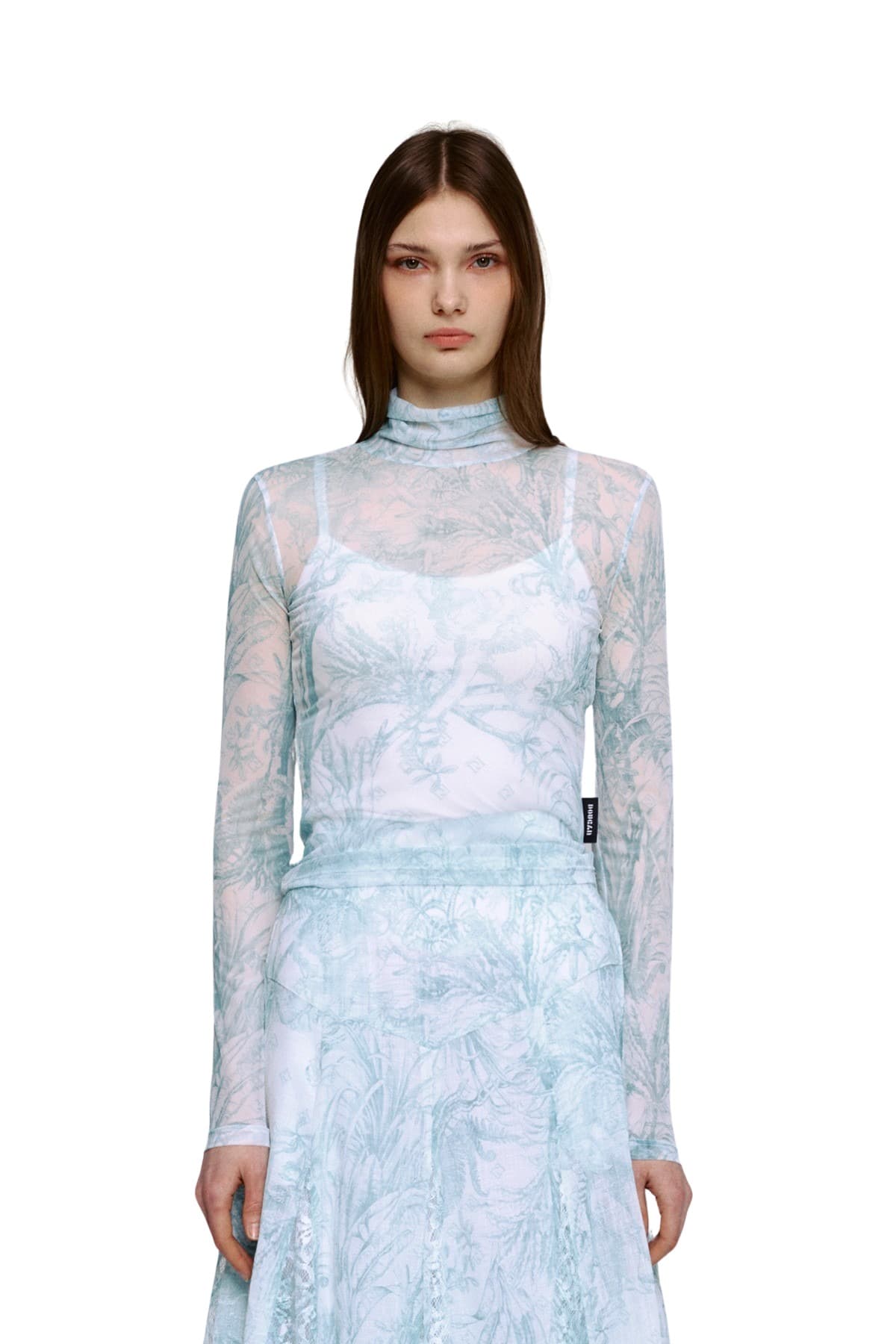 Mesh Print Turtleneck T-shirt (MT) — vue 1