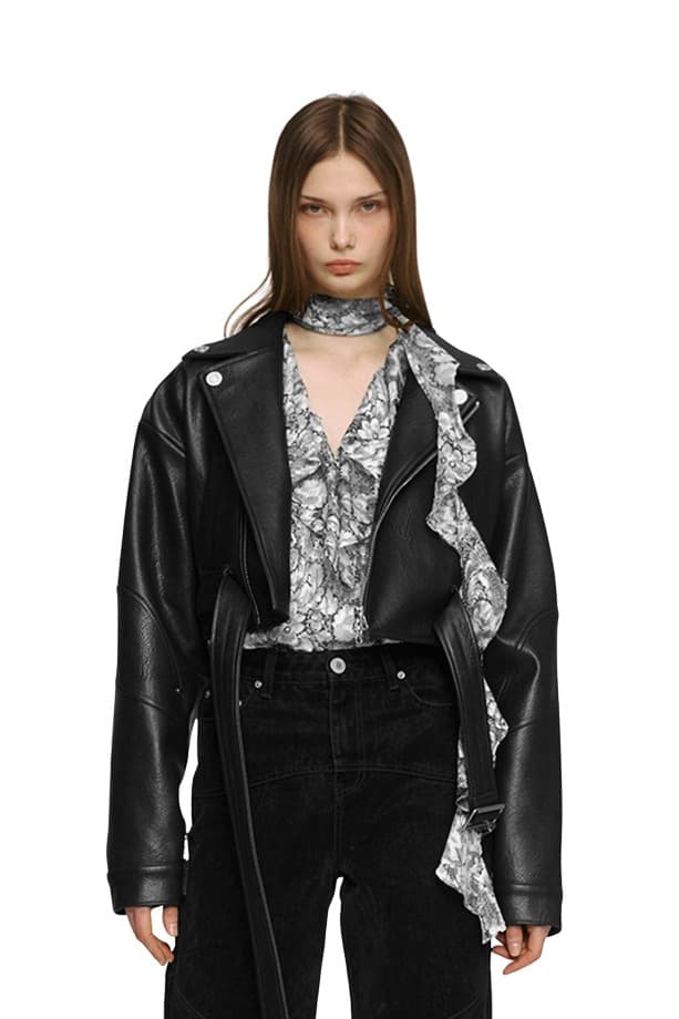 Fake Rider Crop Jacket (BK) — vue 2