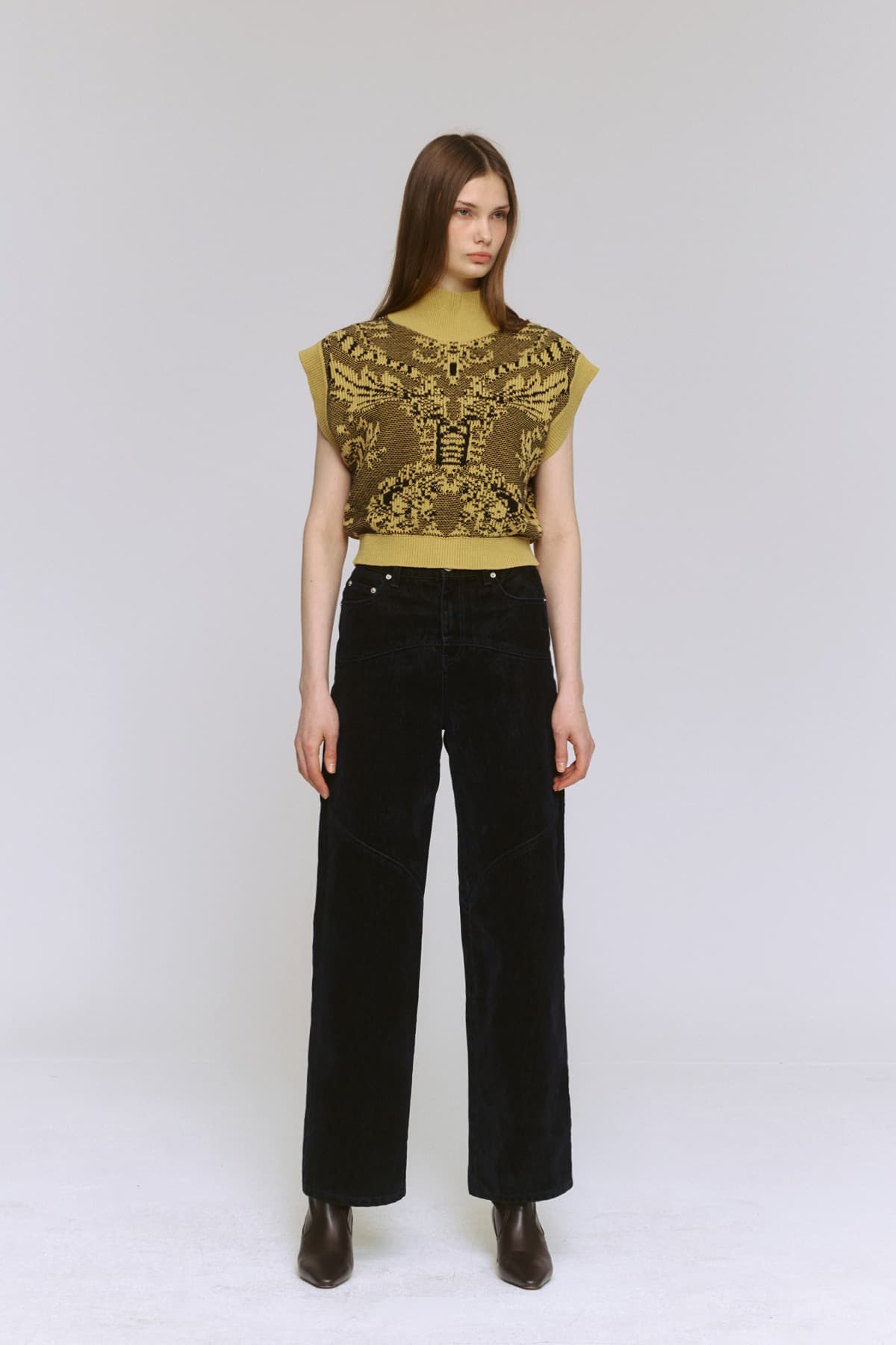 Jacquard Turtle-neck Vest (YE) — vue 6