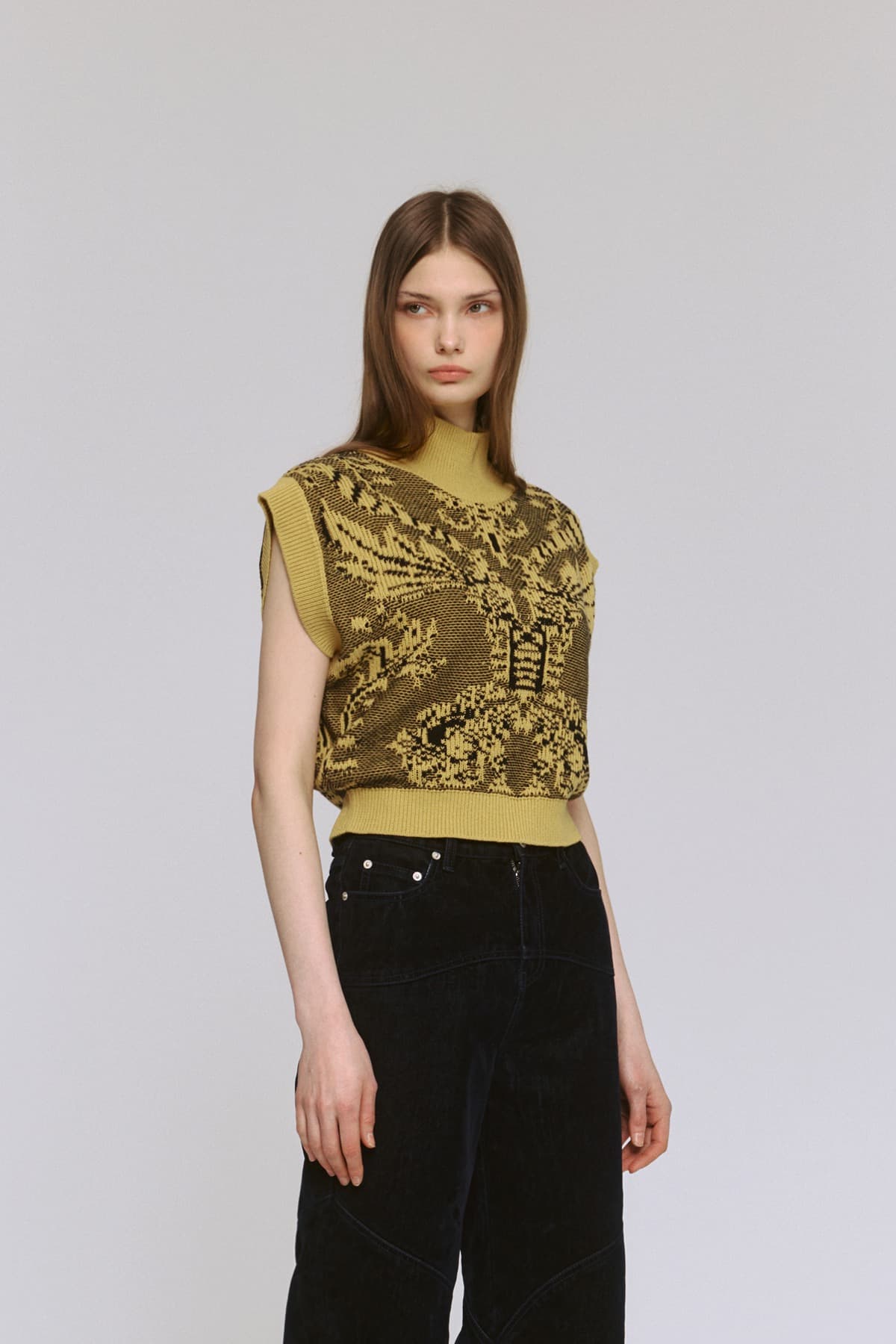 Jacquard Turtle-neck Vest (YE) — vue 7