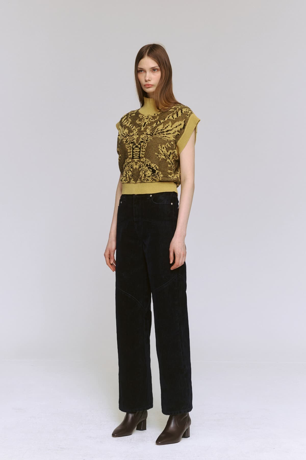 Jacquard Turtle-neck Vest (YE) — vue 8