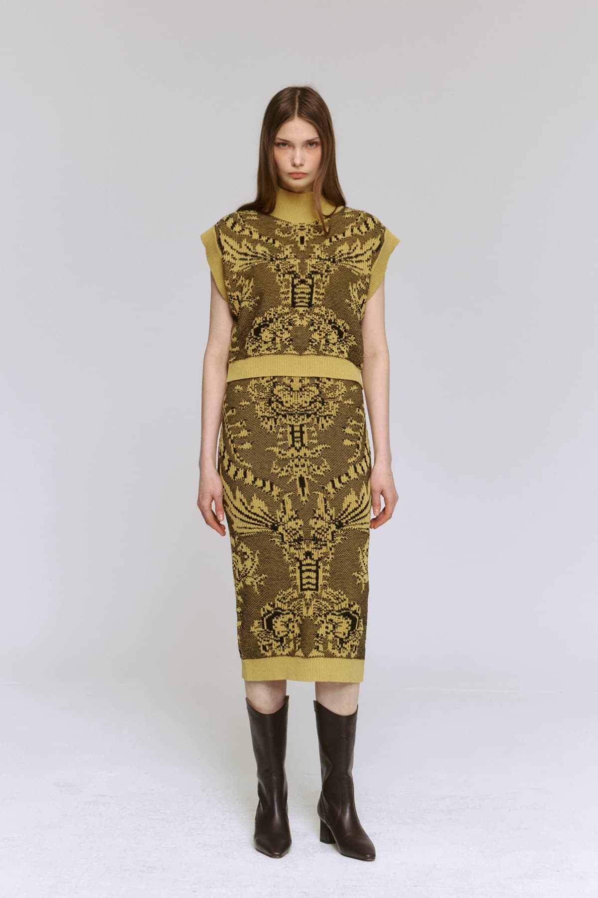 Jacquard Turtle-neck Vest (YE) — vue 10