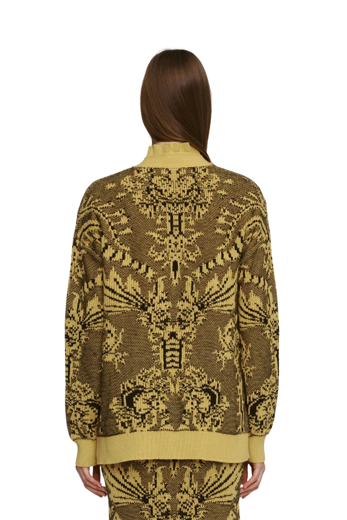 Jacquard V-Nneck Cardigan (YE) — vue 4