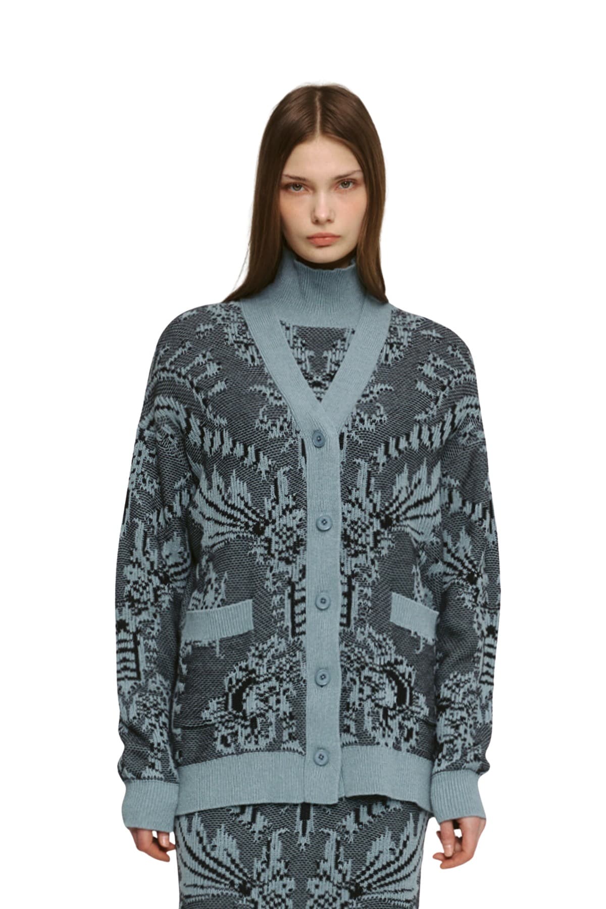 Jacquard V-Nneck Cardigan (BL) — vue 5