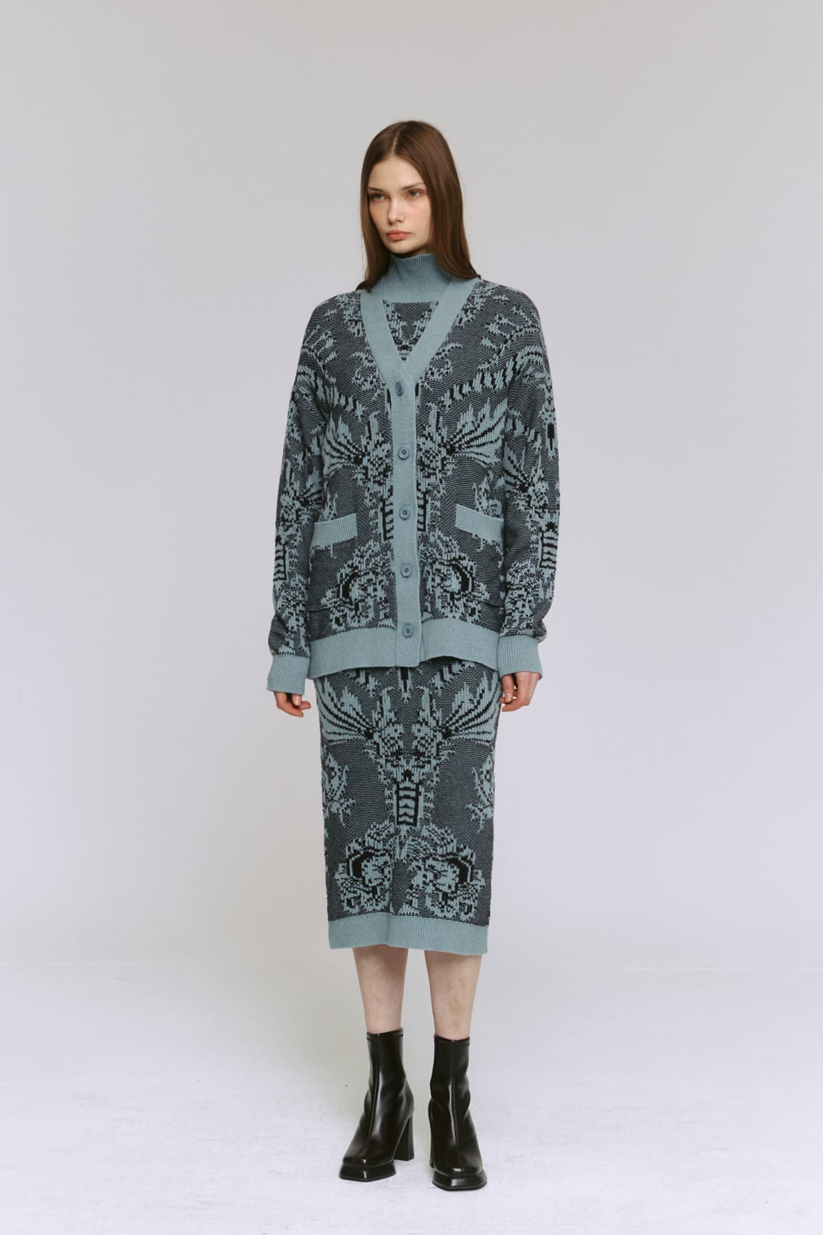 Jacquard V-Nneck Cardigan (BL) — vue 6